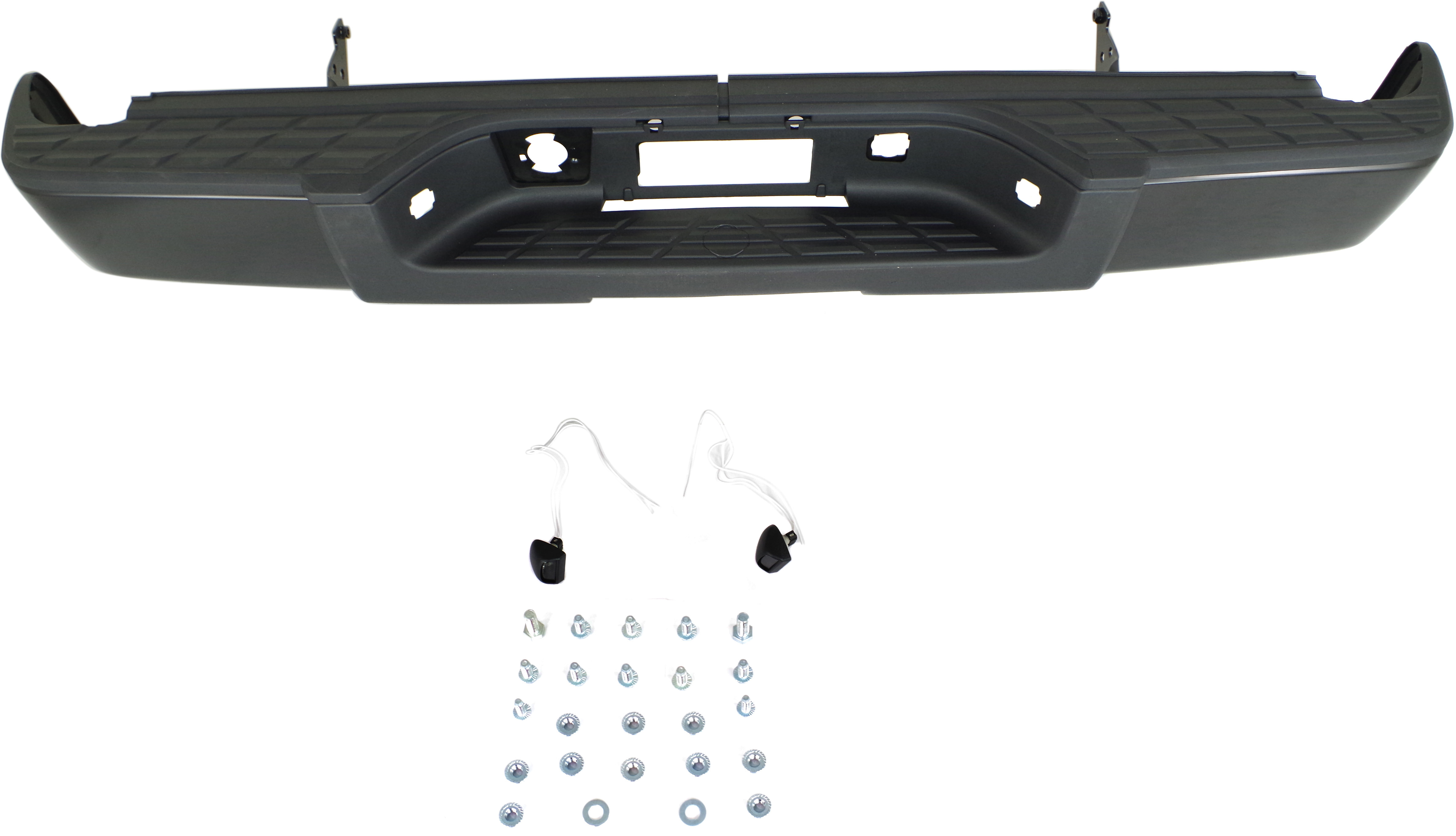 AM SILVERADO SIERRA 1500-07-13 STEP BUMPER FACE BAR AND PAD w Pad Provision w o Mounting Bracket Powdercoated Blk w o ROS Holes Excludes 2007 Classic w Bolt Kit SKU REPC823902 Partslink GM1103159 OEM Performance