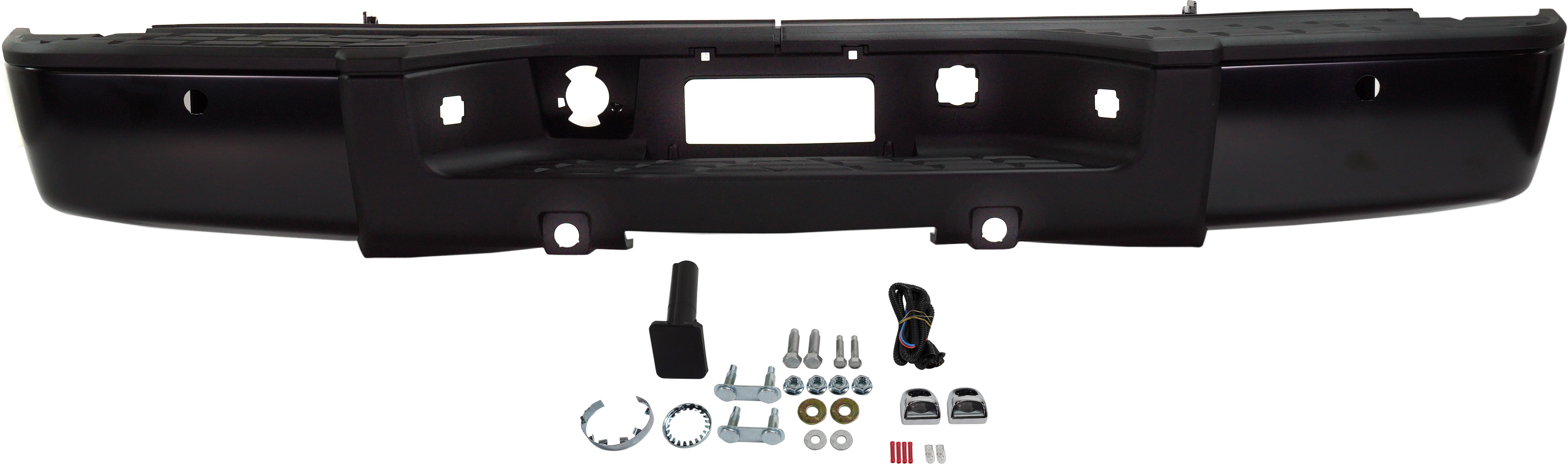AM SILVERADO SIERRA 1500-07-13 STEP BUMPER FACE BAR AND PAD w Pad Provision w Mounting Bracket Primed w ROS Holes Excludes 2007 Classic w Bolt Kit SKU REPC823903 Partslink GM1103149 OEM Performance