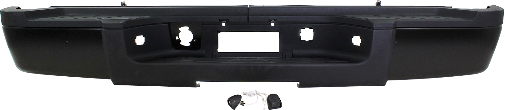 AM SILVERADO SIERRA 2500 HD 3500 HD 11-13 STEP BUMPER FACE BAR AND PAD w Pad Provision w o Mounting Bracket Powdercoated Black w o Rear Object Sensor Holes 3500 HD Single Rear Wheels SKU REPC823910 Partslink GM1103168 OEM 25832210 PFM
