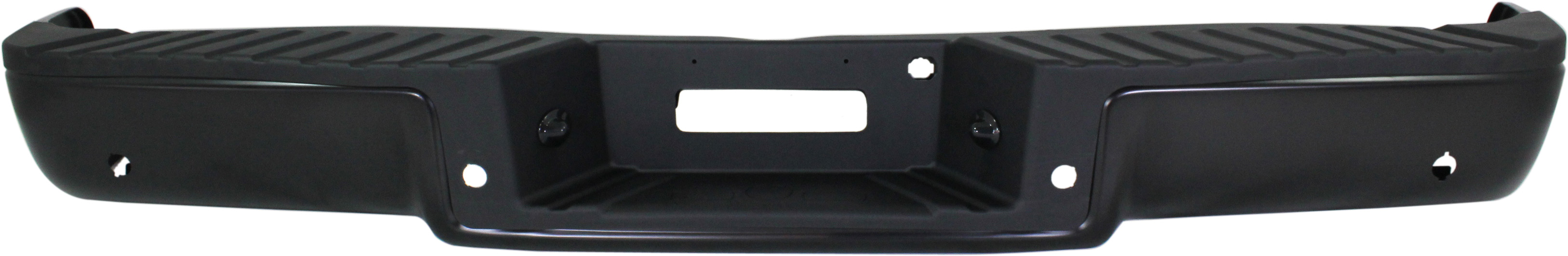 AM F 150-06-08 STEP BUMPER FACE BAR AND PAD w Pad Provision w o Mounting Bracket Powdercoated Black Hitch Style w Rear Object Sensor Holes Fleetside SKU REPC823915 Partslink FO1103139 OEM 8L3Z17906EPTM PFM