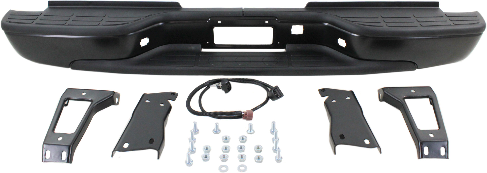AM SILVERADO SIERRA 2500 HD 3500-01-06 STEP BUMPER FACE BAR AND PAD w Pad Provision w Mounting Bracket Powdercoated Black Includes 2007 Classic SKU REPC823921 OEM 88944059 PFM