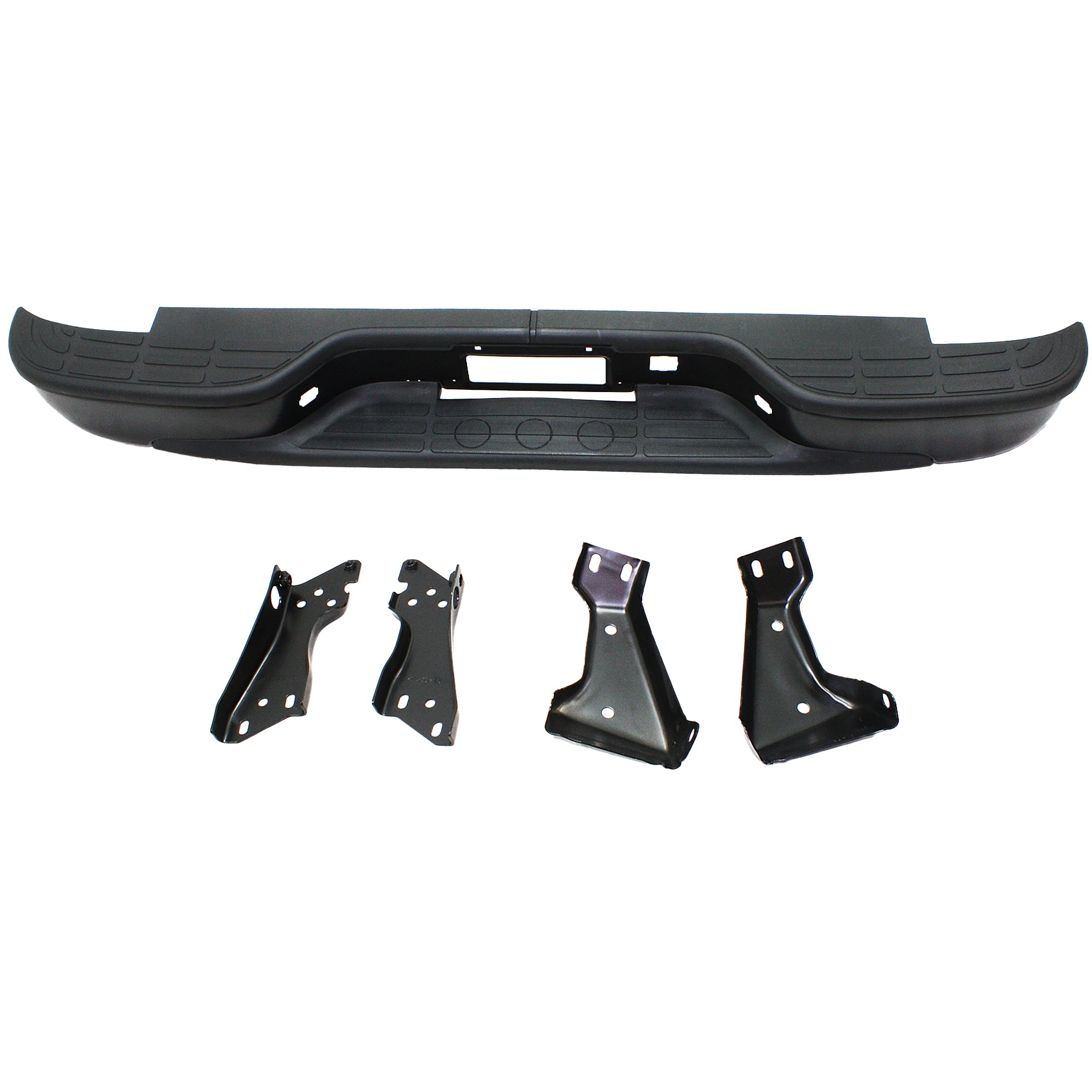 AM SILVERADO SIERRA 1500-99-05 STEP BUMPER FACE BAR AND PAD w Pad Provision w Mounting Bracket Powdercoated Black Stepside SKU REPC825601 Partslink GM1103125 OEM 19121286 PFM