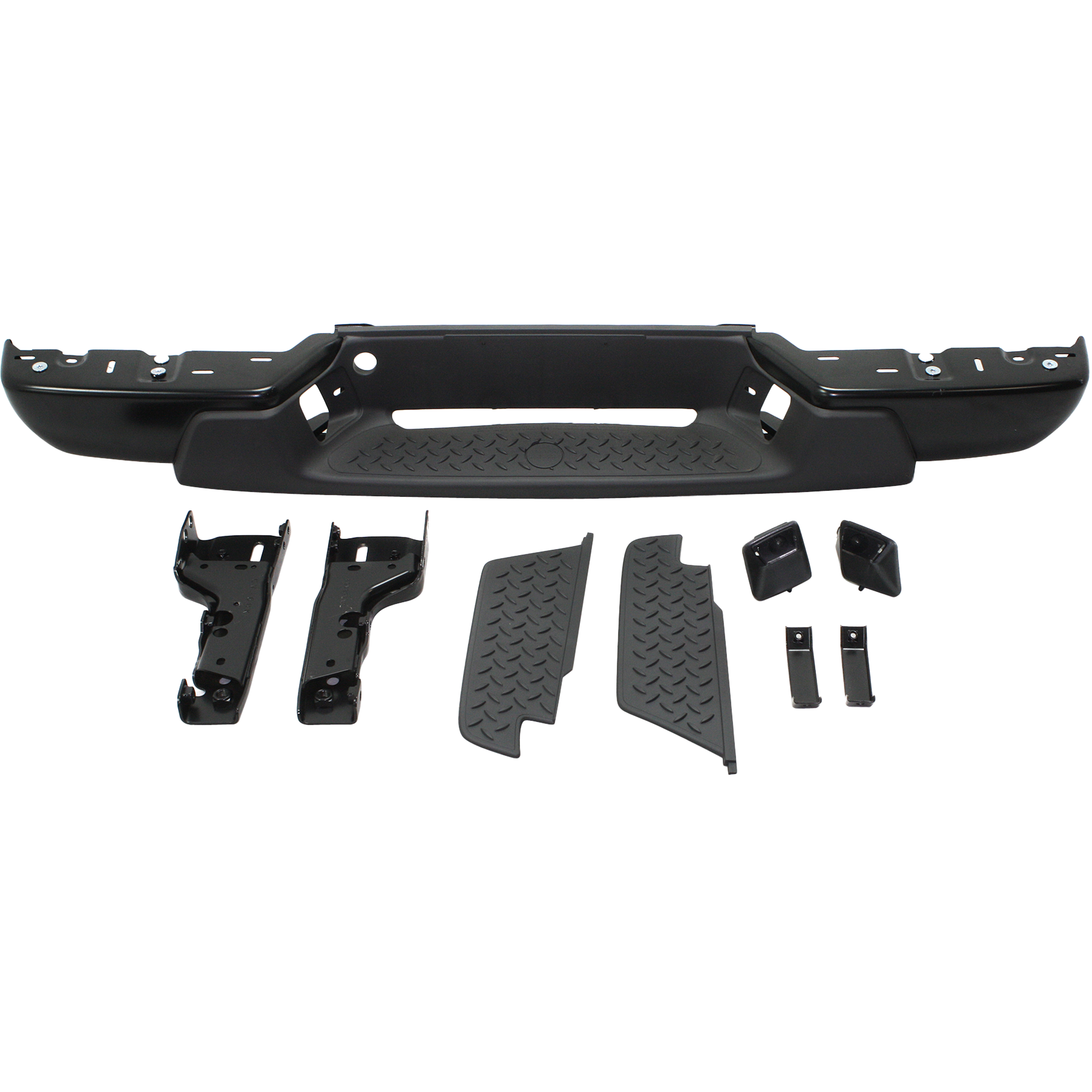 AM COLORADO CANYON 08-12 STEP BUMPER FACE BAR AND PAD w Pad Provision w Mounting Bracket Powdercoated Black w o Extreme and Towing Pkg All Cab Types SKU REPC825608 Partslink GM1103157 OEM 20814972 PFM