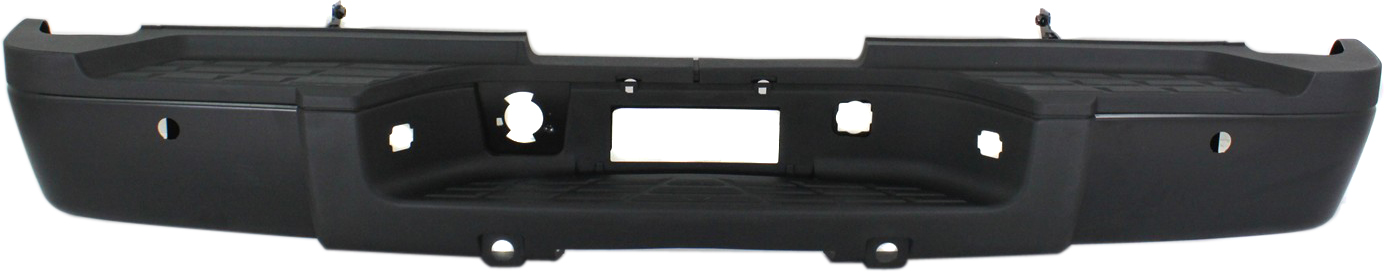 AM SILVERADO SIERRA 3500 HD 11-13 STEP BUMPER FACE BAR AND PAD w Pad Provision w o Mounting Bracket Powdercoated Black w Rear Object Sensor Holes Dual Rear Wheels SKU REPC825609 Partslink GM1103162 OEM Performance