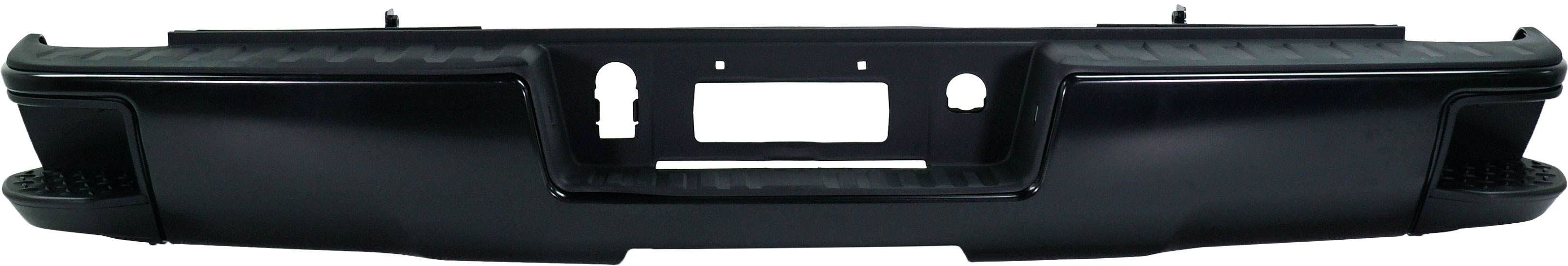 AM SILVERADO SIERRA 1500-14-18 SILVERADO 1500 LD 19-19 STEP BUMPER FACE BAR AND PAD w Pad Provision w o Mounting Bracket High Strength Steel Black w Corner Step w o Parking Aid Sensor Holes SKU REPC825620 HSS OEM 23154014 PFM 84077954