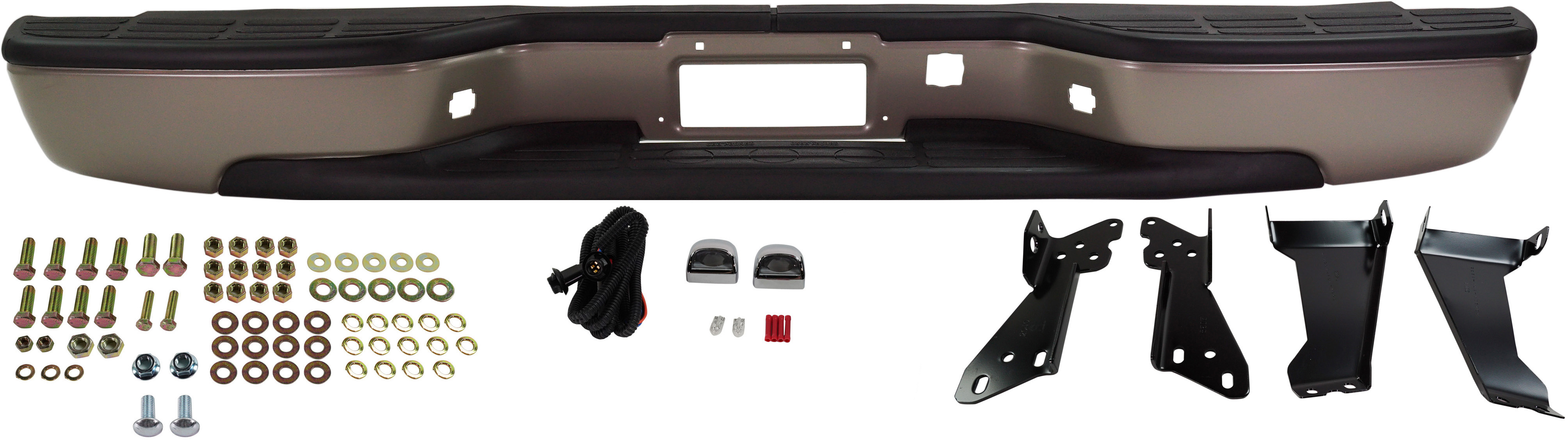 AM SILVERADO 1500-99-06 STEP BUMPER FACE BAR AND PAD w Pad Provision w Mounting Bracket Powdercoated Silver Fleetside Includes 2007 Classic SKU REPC825702 OEM 88944059 PFM