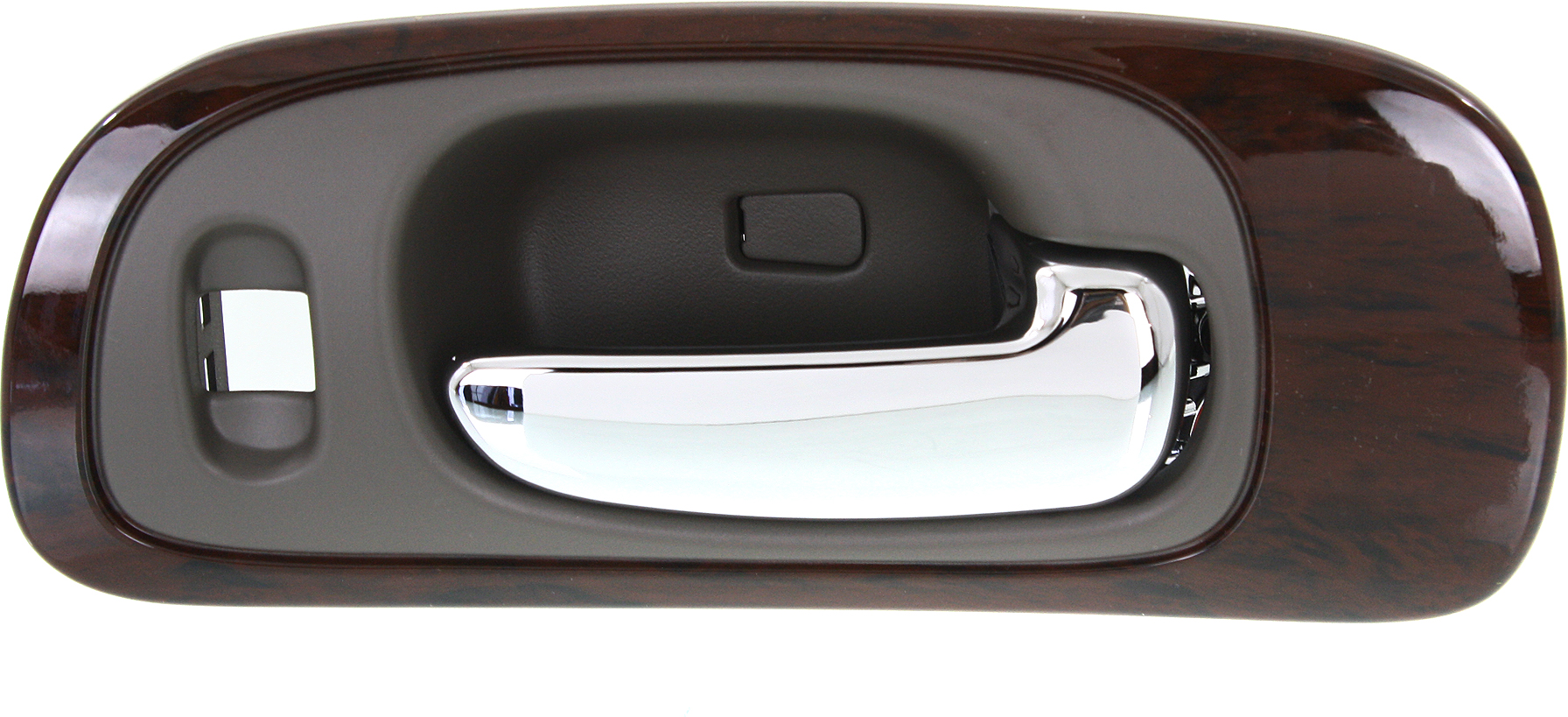 AM CONCORDE 98-04 FRONT INTERIOR DOOR HANDLE RH Chrome Lever+Gray Housing+Woodgrain Bezel w 6 Nuts SKU REPCH462143 OEM 5102865AA