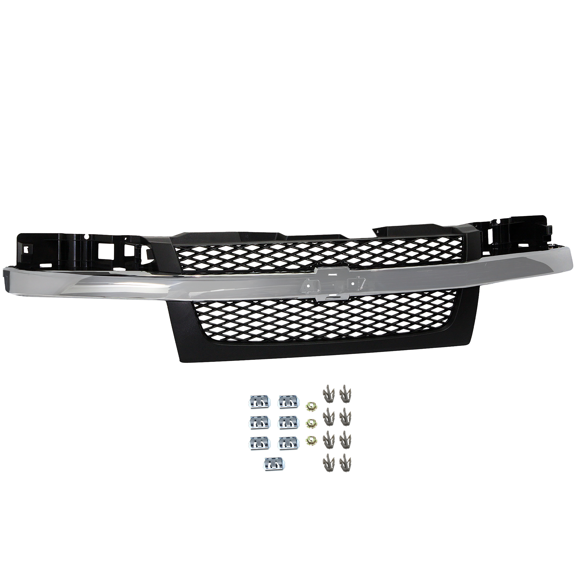 AM COLORADO 04-12 GRILLE Mesh Insert Textured Dark Gray Shell and Insert 2 Piece Design w Chrome Center Bar SKU REPCV070114 OEM Performance