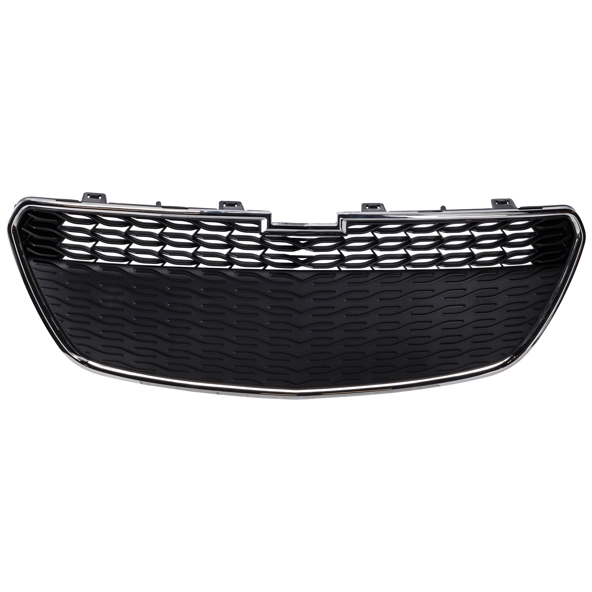 AM SPARK 13-15 FRONT BUMPER GRILLE Lower Chrome Shell Painted Black Insert w o Fog Light Holes SKU REPCV070121 Partslink GM1200656 OEM 95078756