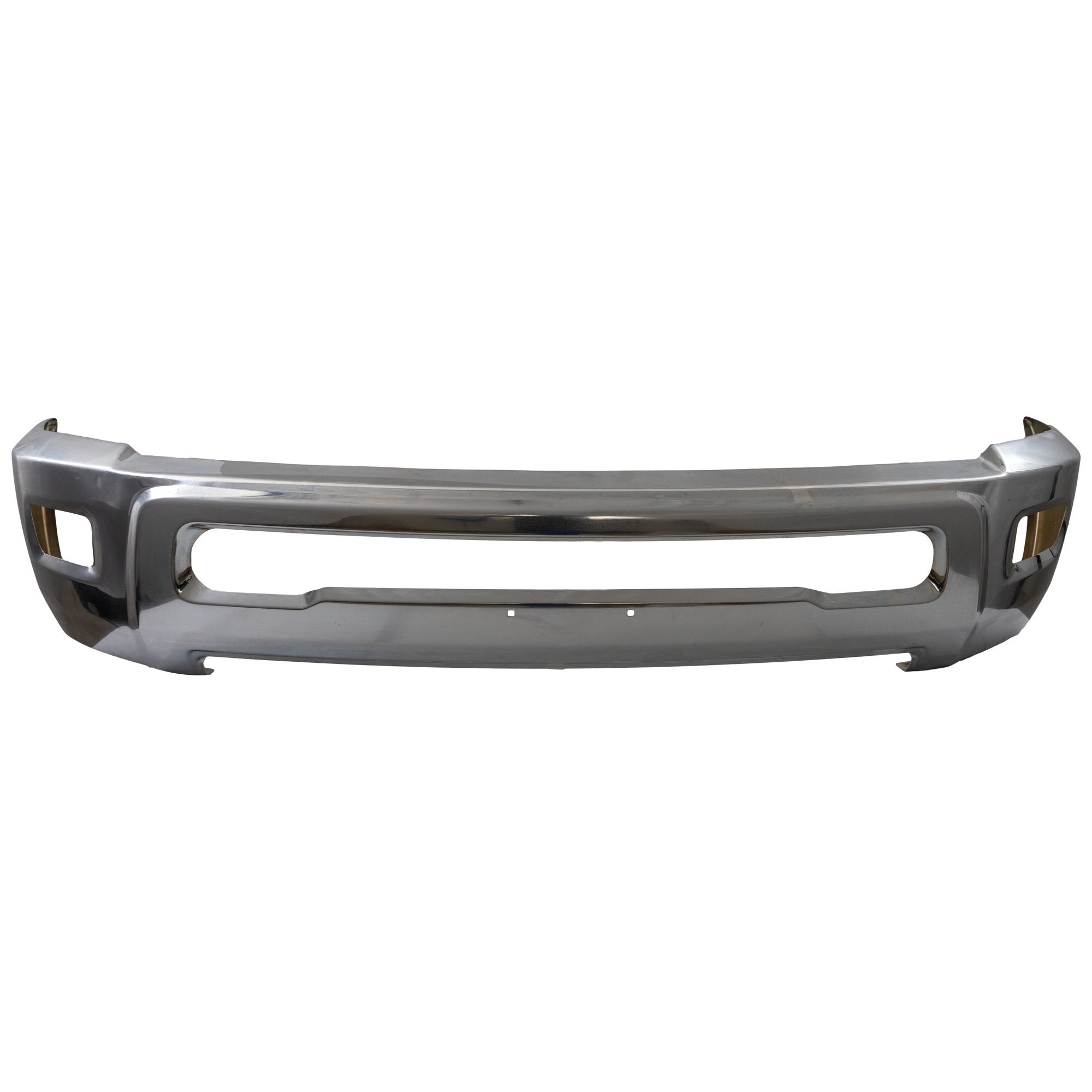 AM RAM 2500-3500-10-18 FRONT BUMPER Chrome w Fog Light Holes w o Parking Aid Sensor Holes CAPA SKU REPD010911Q Partslink CH1002390C OEM 68045698AB