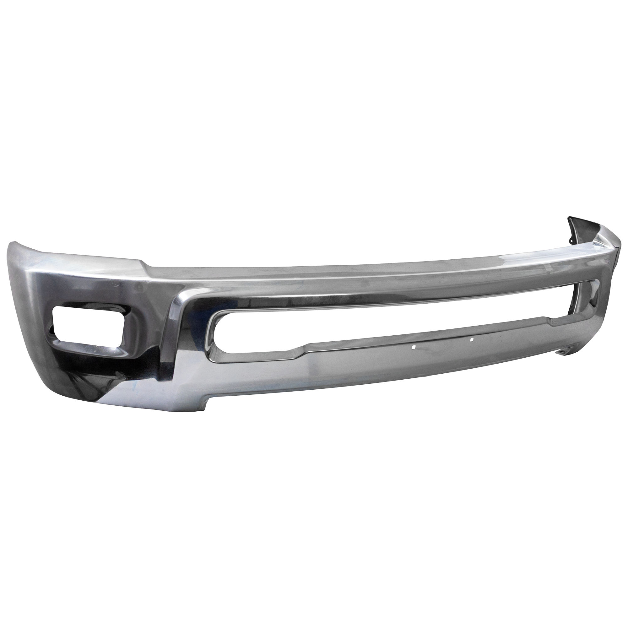 AM RAM 2500-3500-10-18 FRONT BUMPER Chrome w Fog Light Holes w o Parking Aid Sensor Holes SKU REPD010911 Partslink CH1002390 OEM 68045698AB