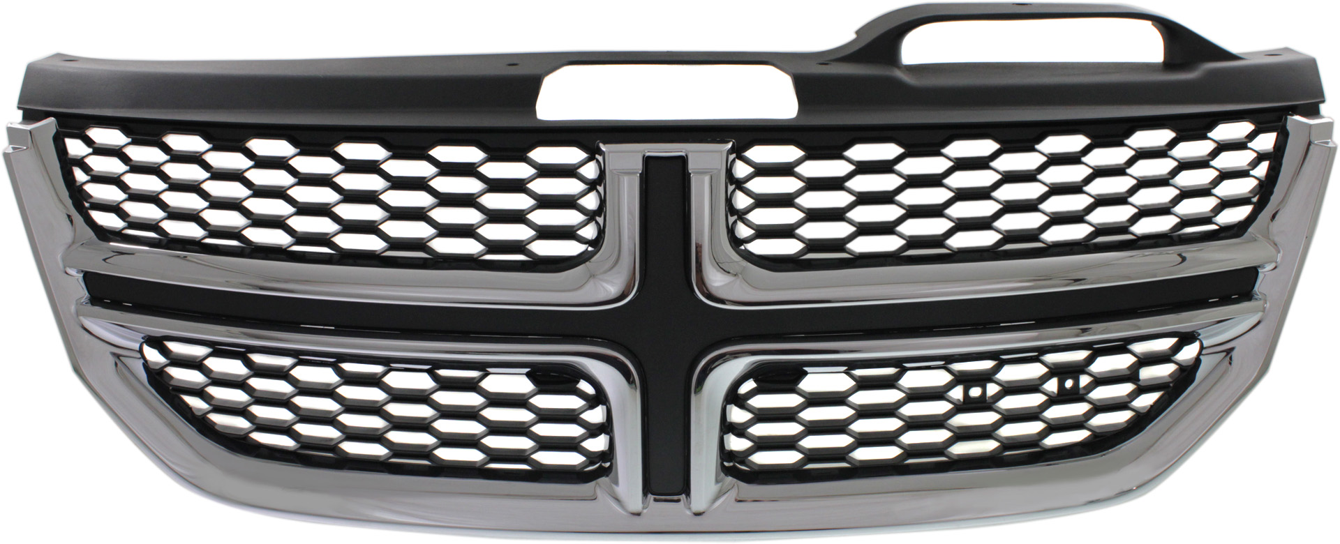AM JOURNEY 11-20 GRILLE Textured Black Shell and Insert w Chrome Molding w o Fog Lights SKU REPD070163 Partslink CH1200362 OEM 1SU84SZ0AC