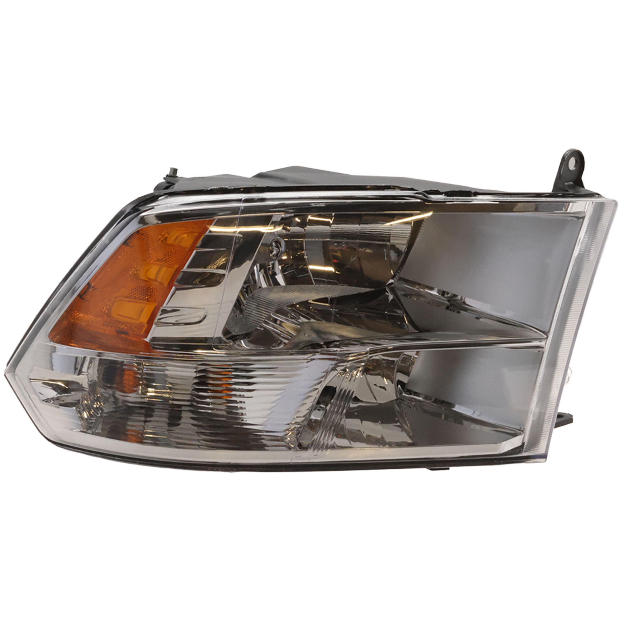 AM RAM FULL SIZE PICKUP 13-18 HEAD LAMP RH Assembly Halogen Reflector Type Chrome Interior w Quad Lamps Includes 19-24-1500 Classic SKU REPD100155 Partslink CH2503242 OEM 68096438AJ
