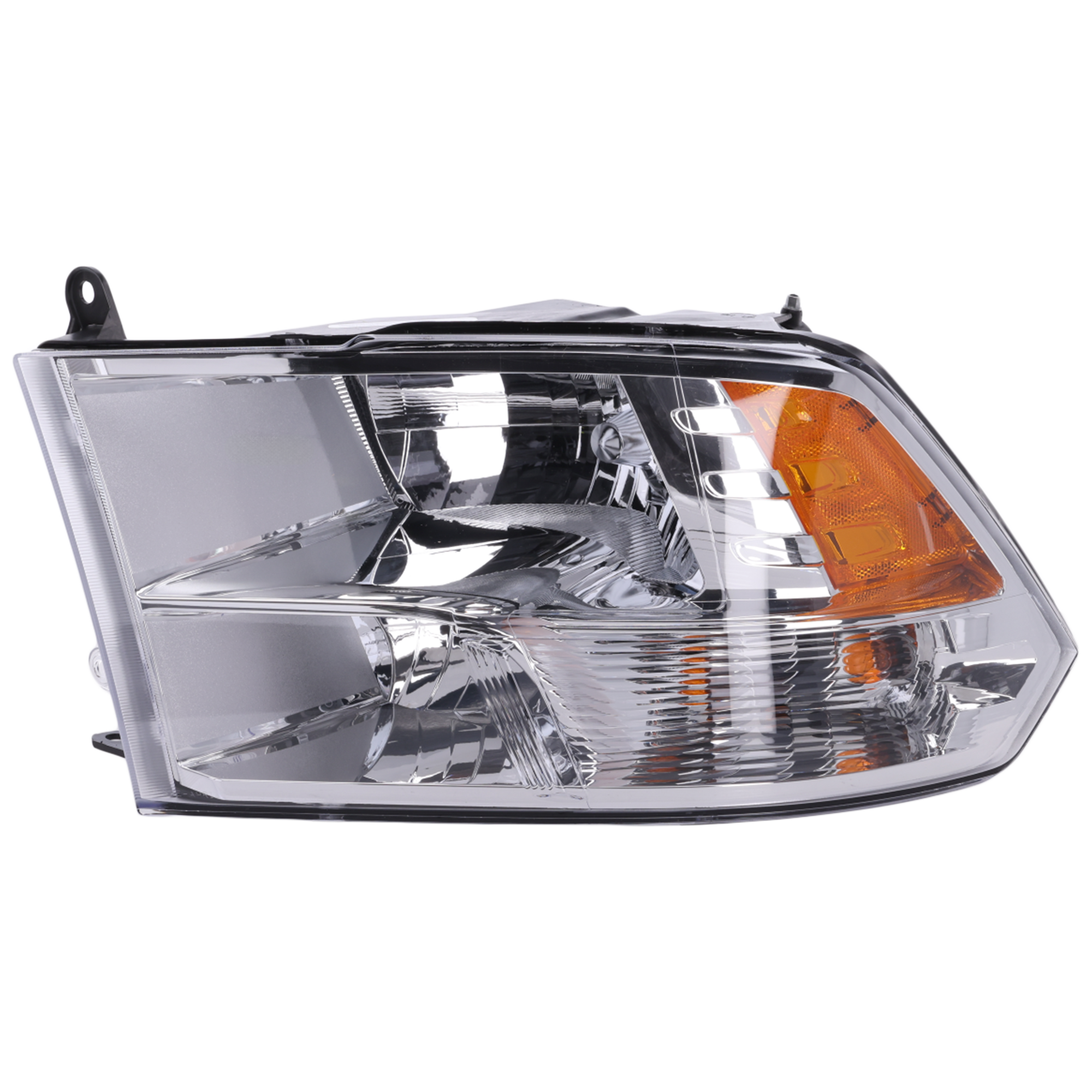 AM RAM FULL SIZE PICKUP 13-18 HEAD LAMP LH Assembly Halogen Reflector Type Chrome Interior w Quad Lamps Includes 19-24-1500 Classic SKU REPD100156 Partslink CH2502242 OEM 68096439AJ