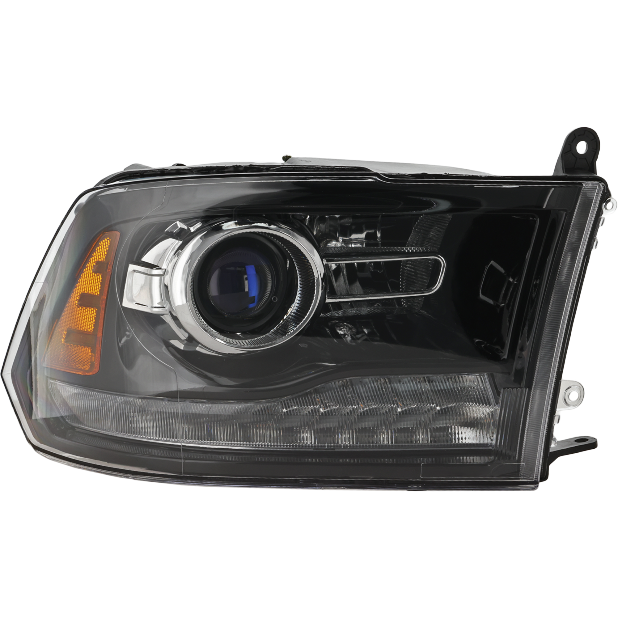 AM RAM FULL SIZE PICKUP 13-14 PROJECTOR HEAD LAMP RH Assembly Halogen Black Interior CAPA SKU REPD100163Q Partslink CH2503245C OEM 68093220AB