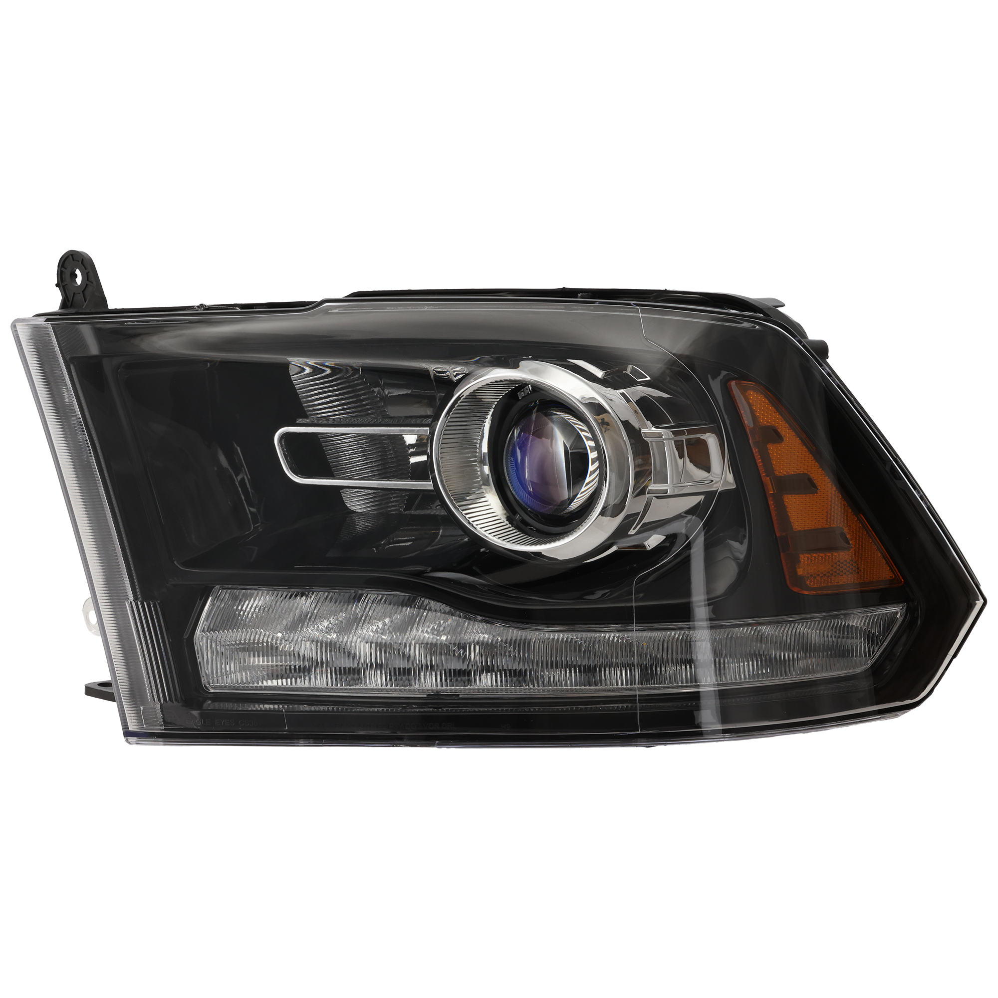 AM RAM FULL SIZE PICKUP 13-14 PROJECTOR HEAD LAMP LH Assembly Halogen Black Interior SKU REPD100164 Partslink CH2502245 OEM 68093221AB