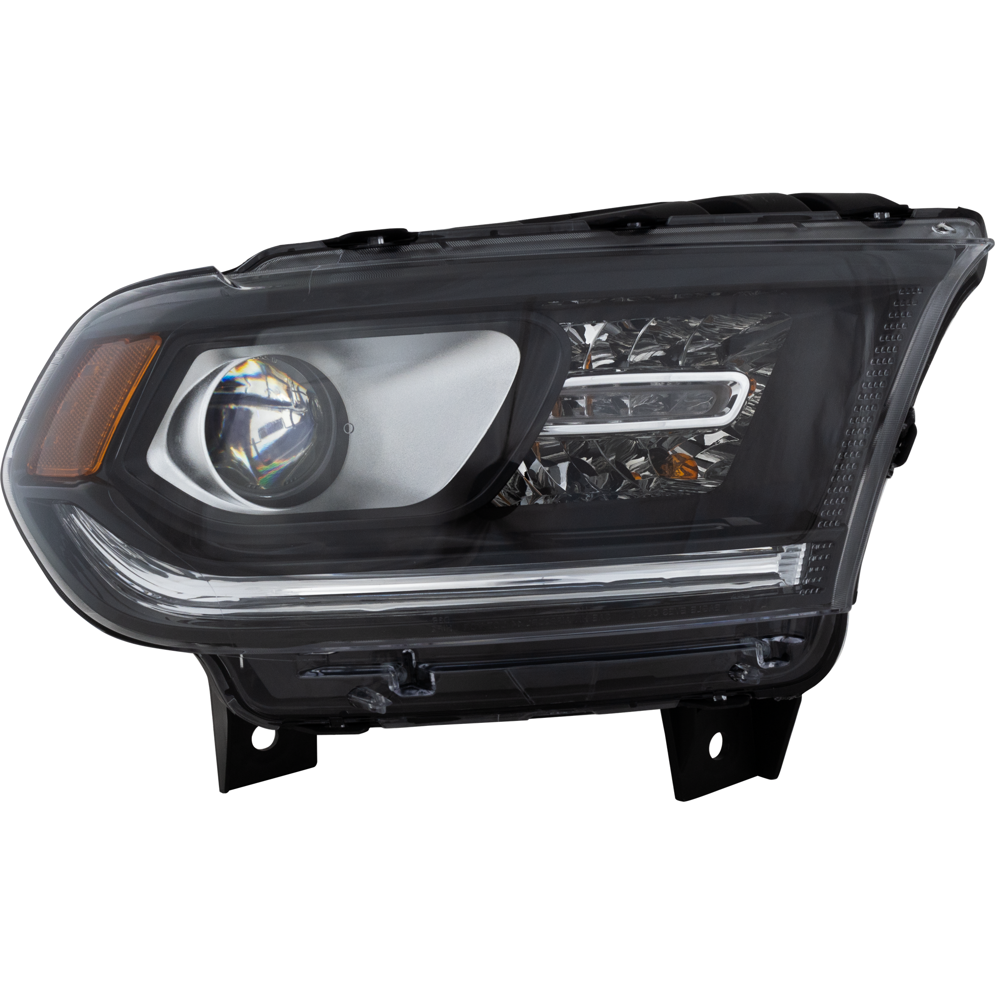 AM DURANGO 14-17 HEAD LAMP RH Assembly Halogen Black Interior w o LED Daytime Running Light SXT GT Models SKU REPD100171 Partslink CH2503255 OEM 68184826AI 68184826AF