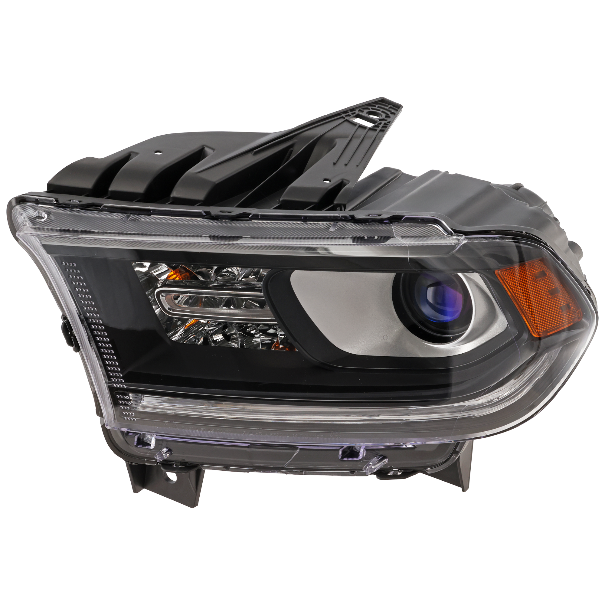 AM DURANGO 14-17 HEAD LAMP LH Assembly Halogen Black Interior w o LED Daytime Running Light SXT GT Models SKU REPD100172 Partslink CH2502255 OEM 68184827AI 68184827AF