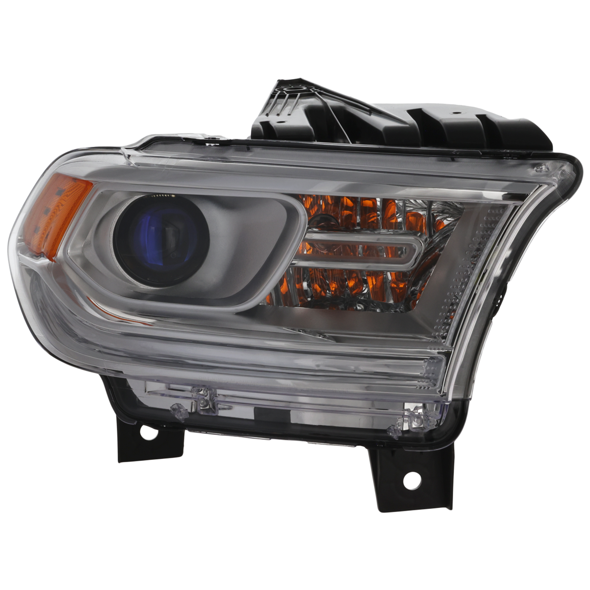 AM DURANGO 14-17 HEAD LAMP RH Assembly Halogen Chrome Interior w o LED Daytime Running Light SKU REPD100173 Partslink CH2503256 OEM 68188730AI 68188730AF