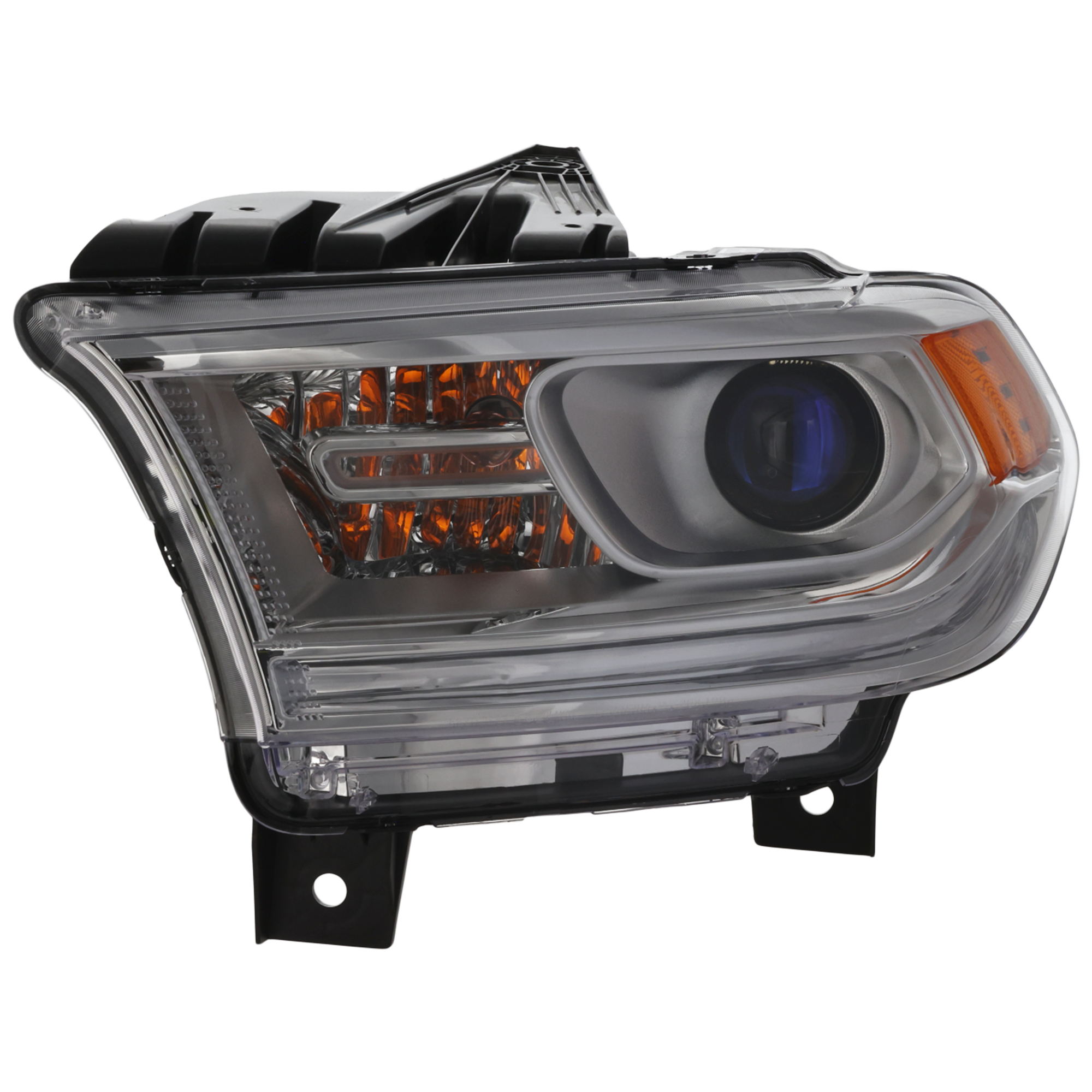 AM DURANGO 14-17 HEAD LAMP LH Assembly Halogen Chrome Interior w o LED Daytime Running Light SKU REPD100174 Partslink CH2502256 OEM 68188731AI 68188731AF