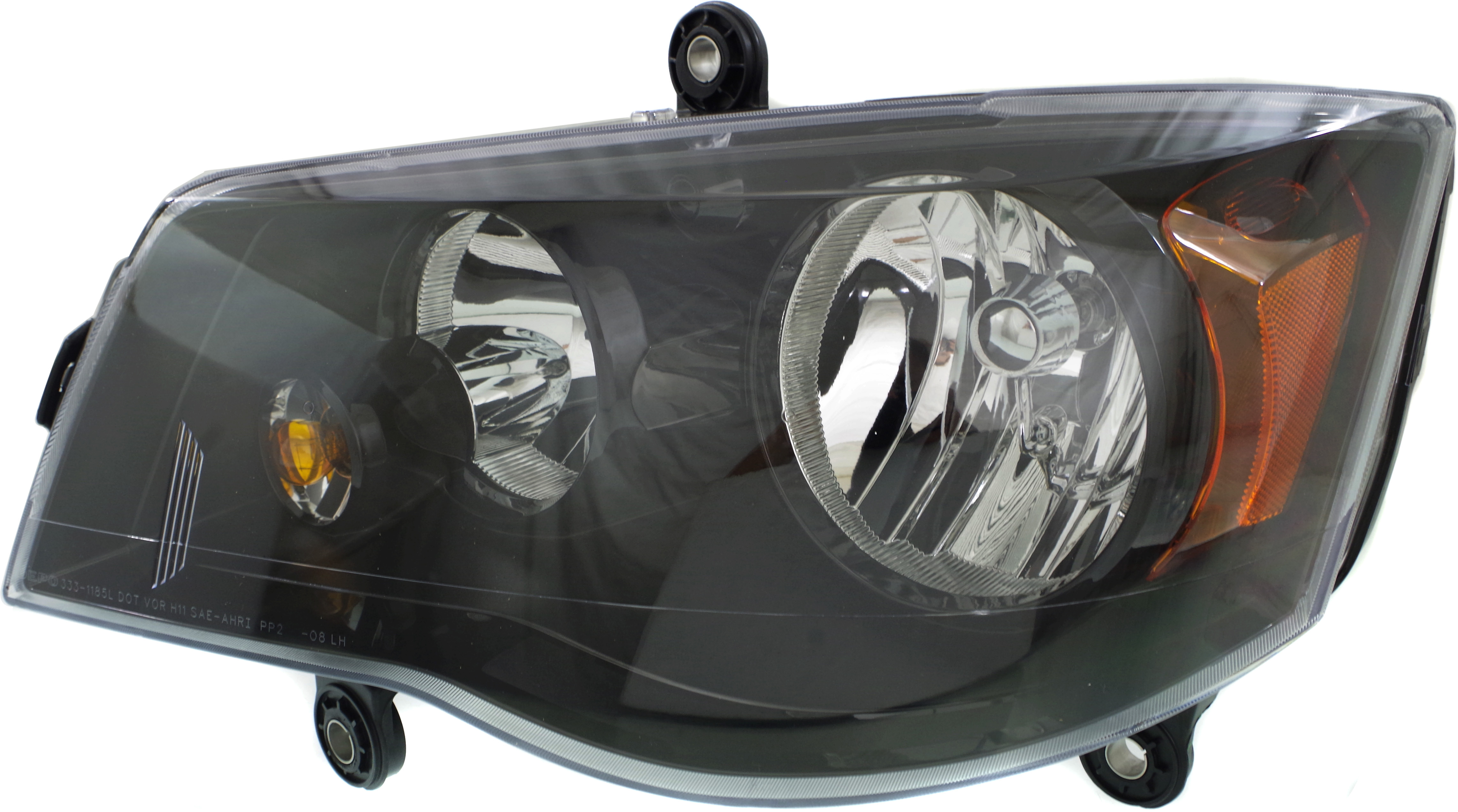 AM GRAND CARAVAN 11-20 TOWN AND COUNTRY 14-16 HEAD LAMP LH Assembly Halogen Black Interior CAPA SKU REPD100178Q Partslink CH2502266C OEM 68206501AE 68206501AC