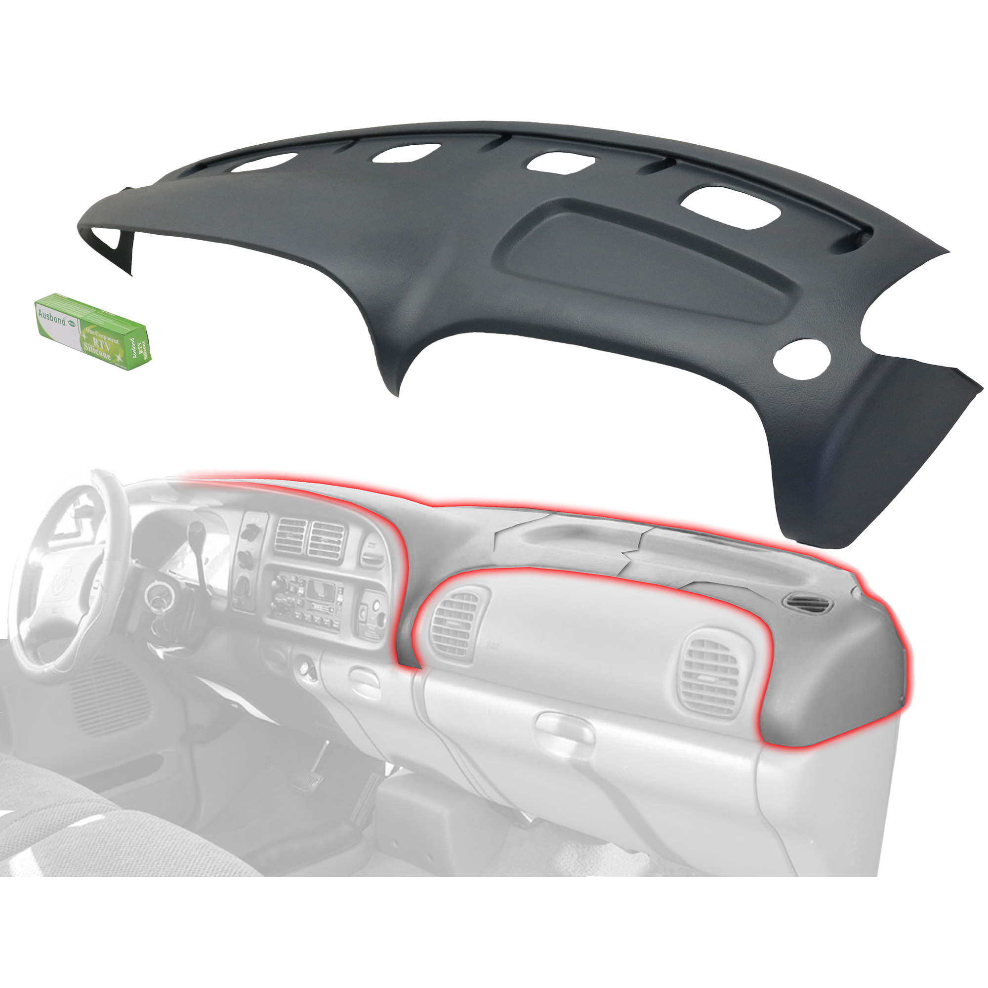 AM DODGE FULL SIZE P U 98-02 DASH COVER Presidio Gray Includes Clear Silicone Adhesive Sealant SKU REPD401101