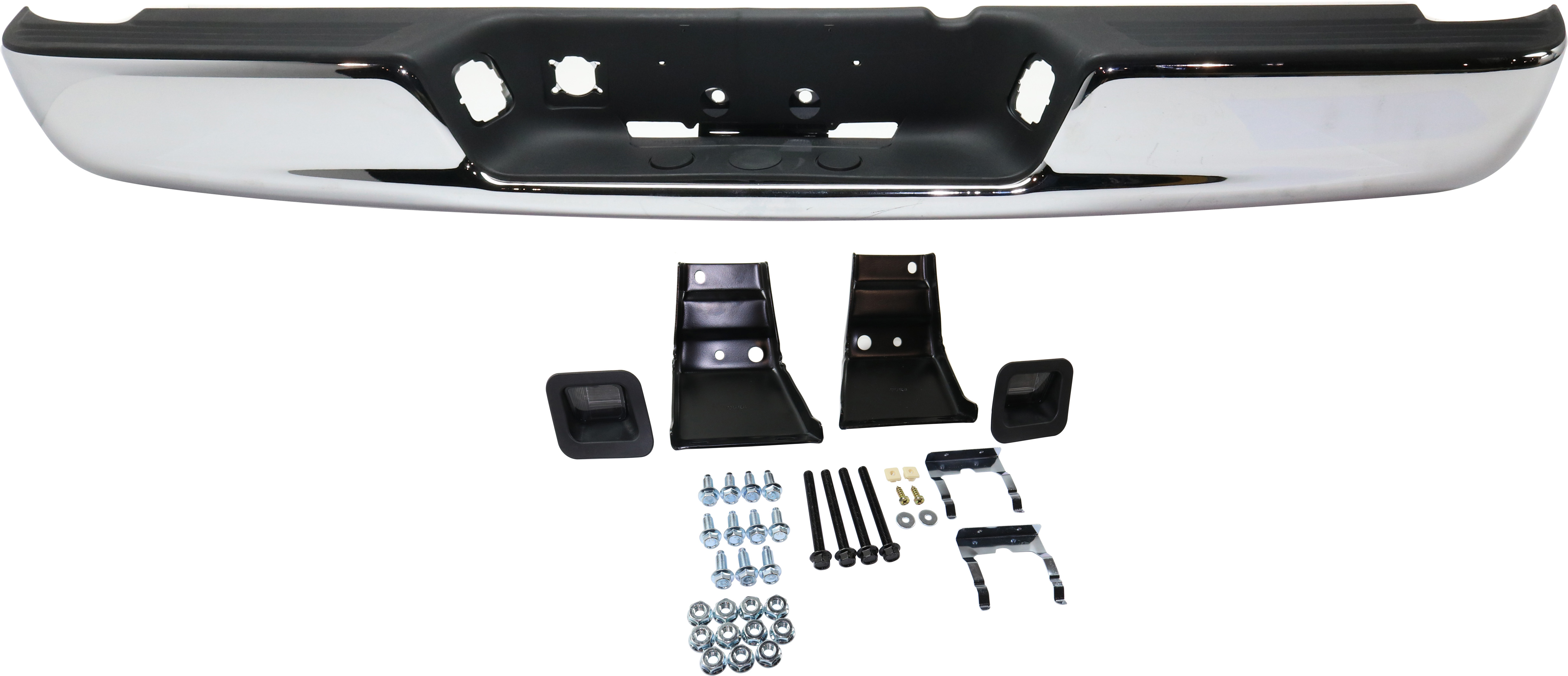 AM RAM 1500 P U 02-08-2500-3500-03-09 STEP BUMPER FACE BAR AND PAD w Pad Provision w Mounting Bracket Chrome All Cab Types w Bracket SKU REPD823704 Partslink CH1103111 OEM Performance