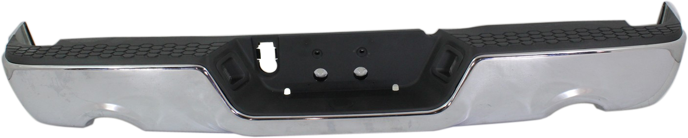 AM RAM 1500-09-18 STEP BUMPER FACE BAR AND PAD w Pad Provision w o Mounting Bracket Chrome w o Parking Aid Sensor Holes w Dual Exhaust Holes Includes 19-24-1500 Classic SKU REPD823707 Partslink CH1103118 OEM 68049740AB PFM