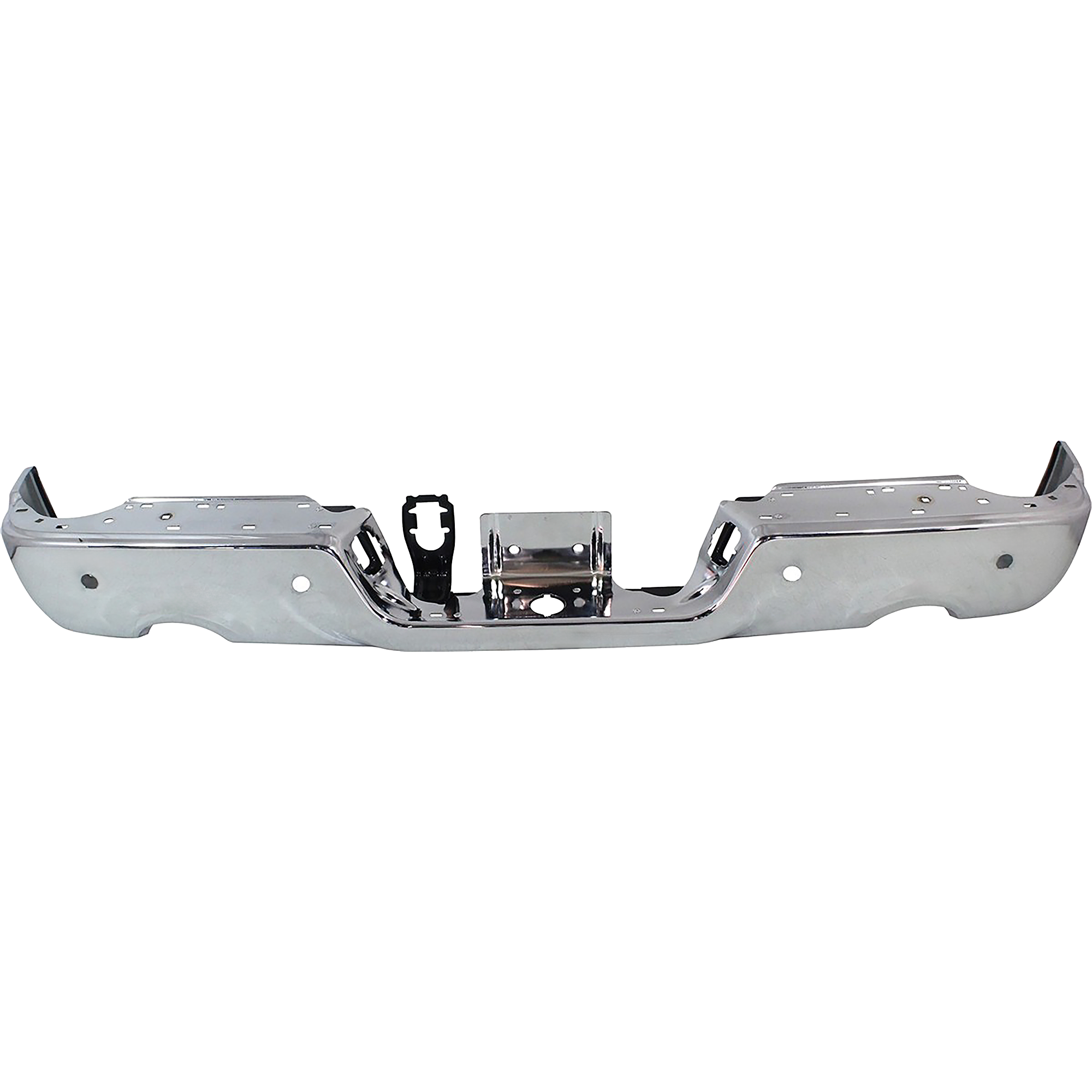 AM RAM 1500-09-18 STEP BUMPER FACE BAR ONLY w o Pad w Pad Provision w o Mounting Bracket Chrome w Parking Aid Sensor Holes w Dual Exhaust Holes Includes 19-24-1500 Classic SKU REPD823711 Partslink CH1102365 OEM 68049859AB