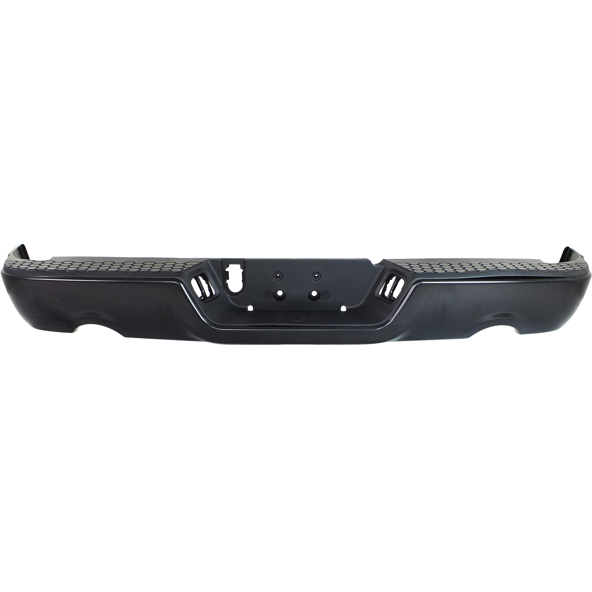 AM RAM 1500-09-18 STEP BUMPER FACE BAR AND PAD w Pad Provision w o Mounting Bracket Painted w o Parking Aid Sensor Holes w Dual Exhaust Holes Includes 19-23-1500 Classic SKU REPD825604 Partslink CH1103123 OEM 68049779AB PFM