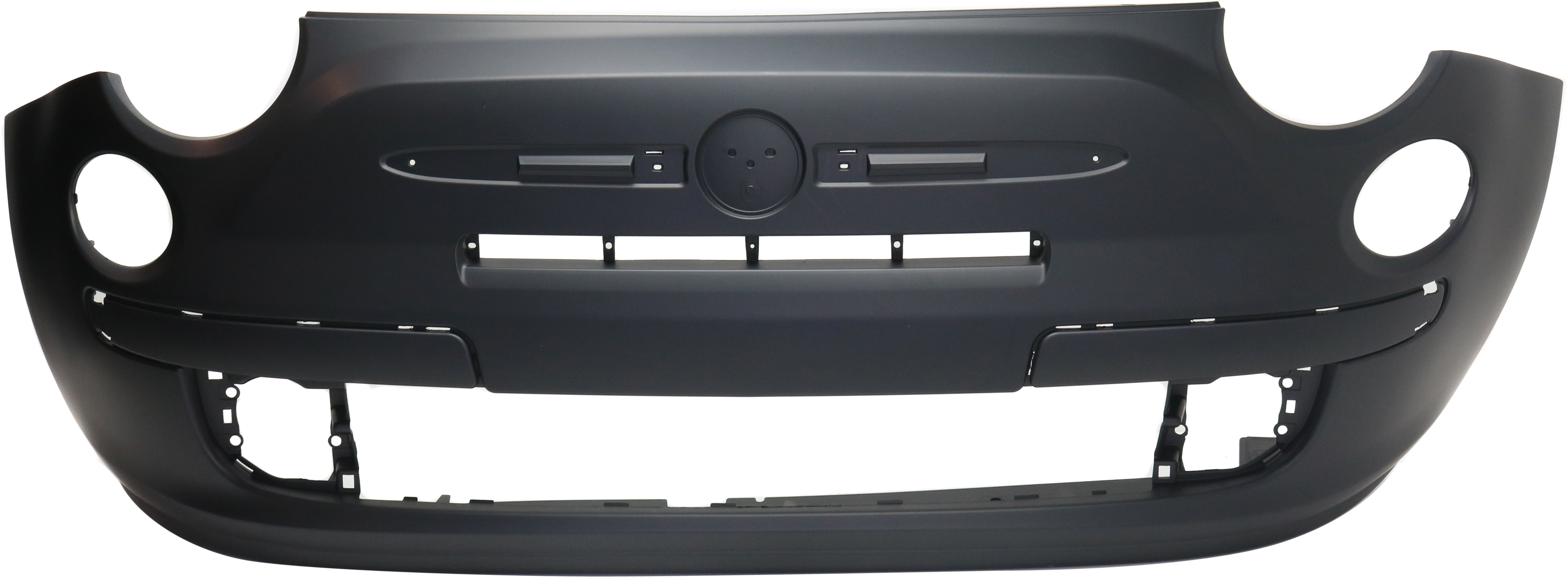 AM FIAT 500-12-17 FRONT BUMPER COVER Primed w FL Holes w Bmper Applique Holes Lounge Model CAPA SKU REPF010393PQ Partslink FI1000103C OEM 1RZ55TZZAB