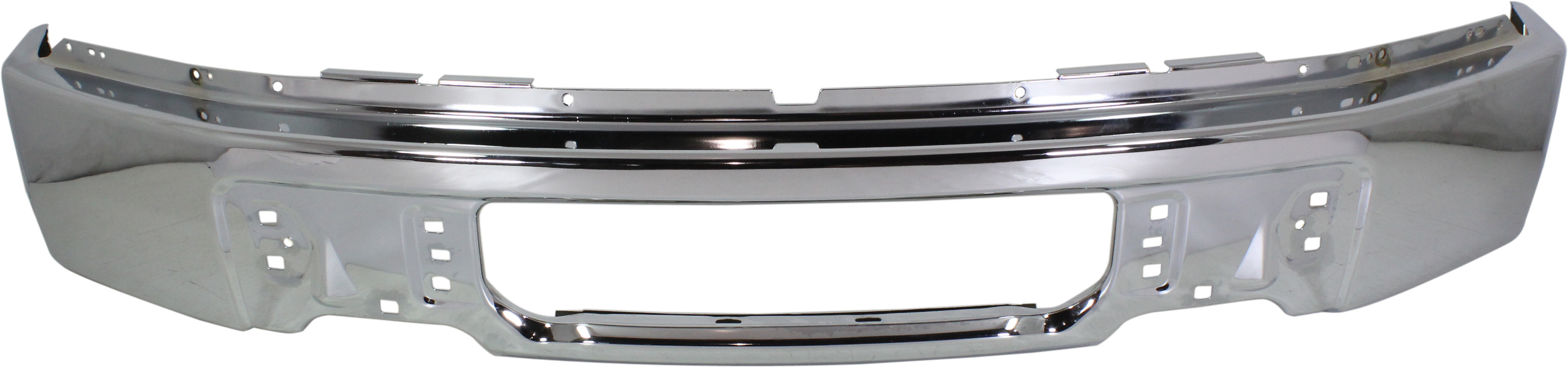 AM F 150-09-14 FRONT BUMPER Face Bar Chr w o Fog Light Holes Exc.Lariat Ltd Ltd Harley D SVT Models SKU REPF010903 Partslink FO1002412 OEM 9L3Z17757A
