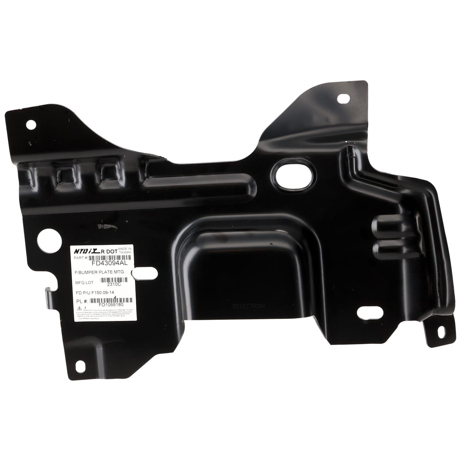 AM F SERIES 09-14 FRONT BUMPER BRACKET LH Mounting Plate SKU REPF013144 Partslink FO1066180 OEM 9L3Z17B985A
