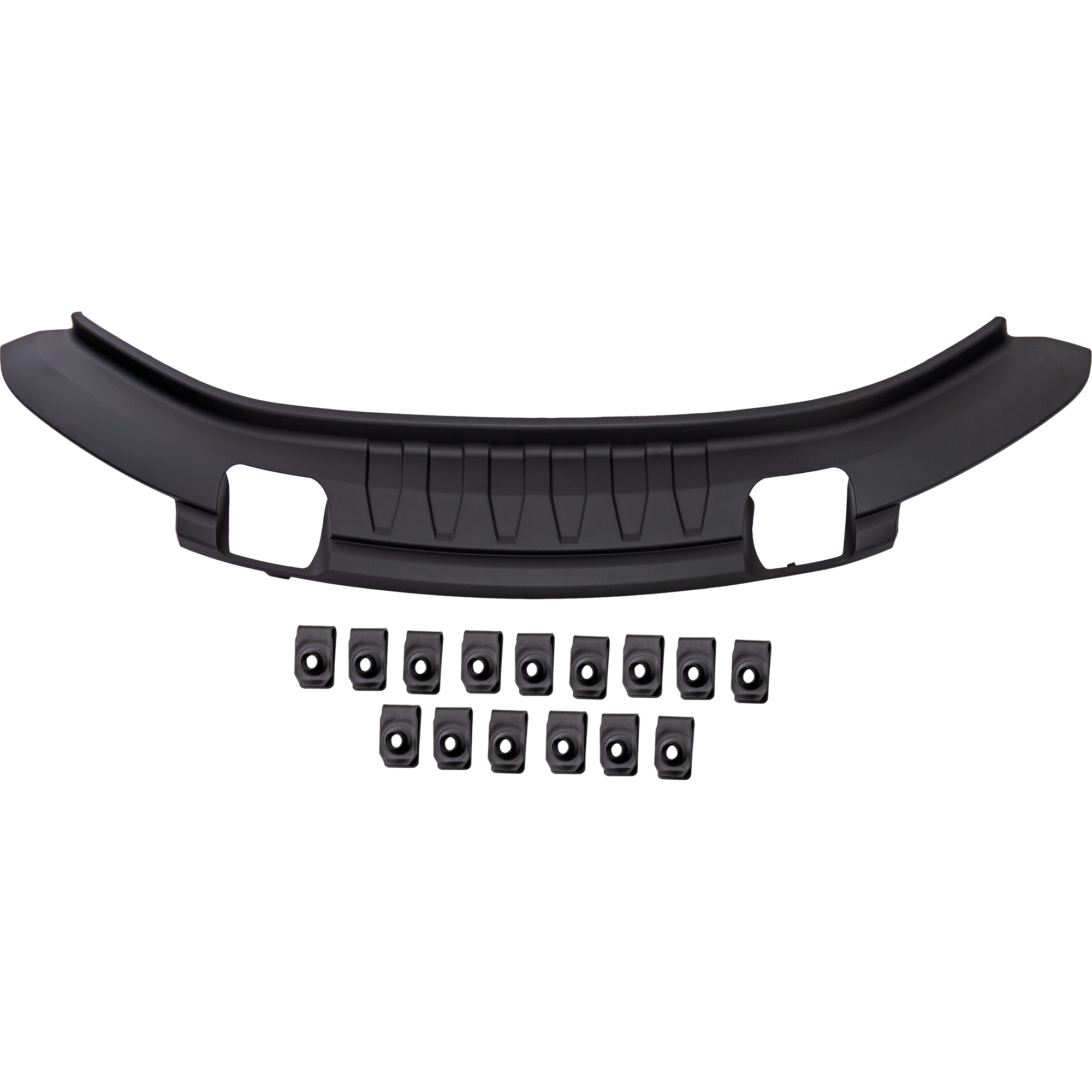 AM F 150-09-14 FRONT LOWER VALANCE Panel Textured w Tow Hook Holes 4WD w o Sport Package SKU REPF017506 Partslink FO1095228 OEM 9L3Z17626B
