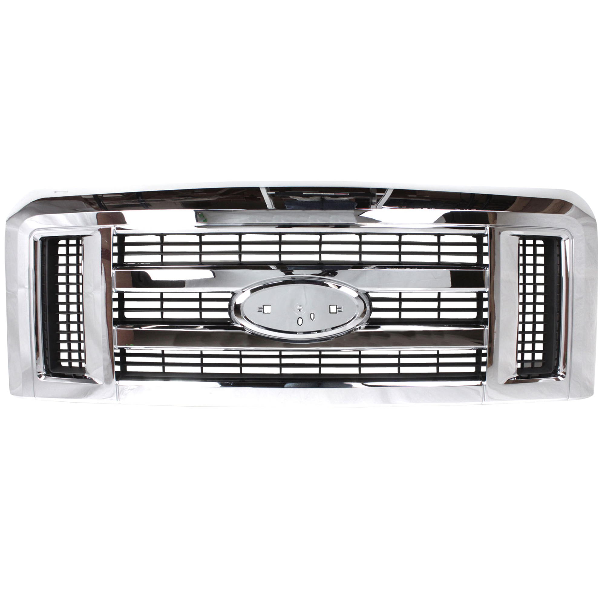 AM ECONOLINE VAN 08-21 GRILLE Plastic Chrome Shell Painted Gray Insert Exc. Stripped Chassis Model SKU REPF070102 Partslink FO1200507 OEM 9C2Z8200AA
