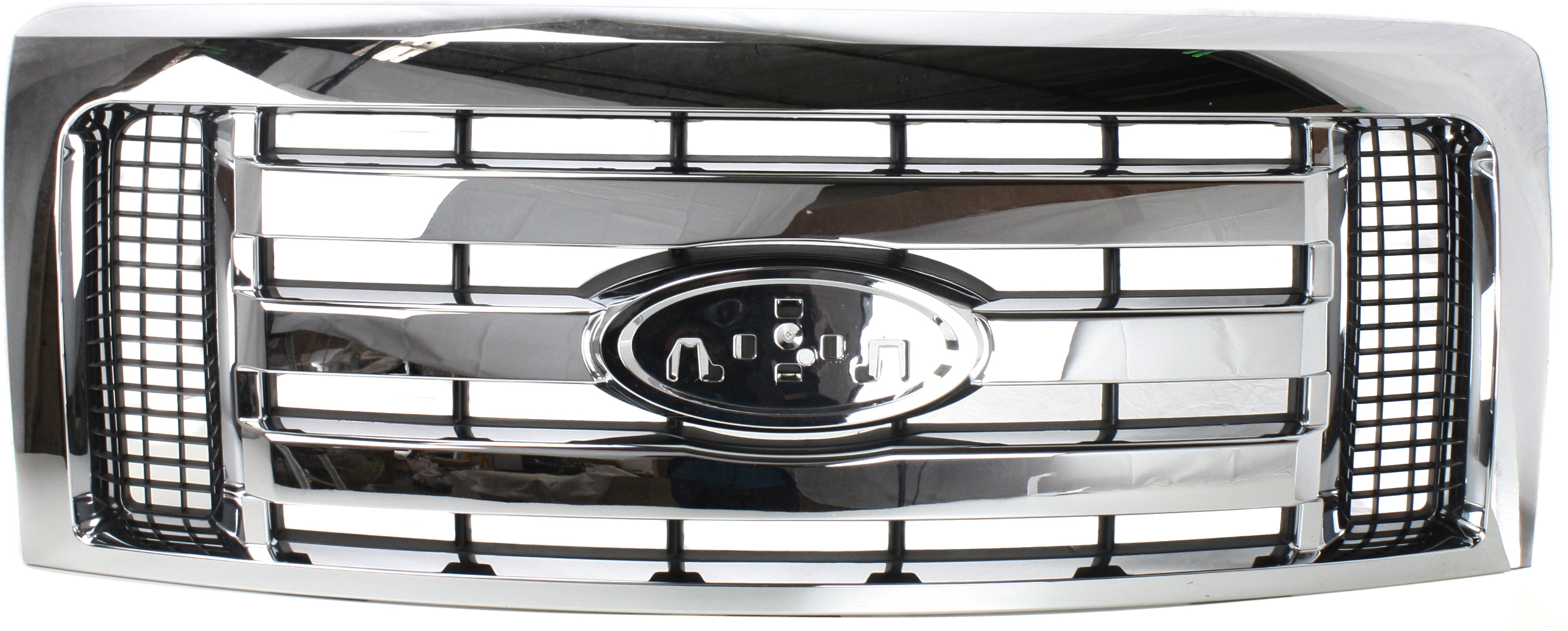 AM F 150-09-12 GRILLE Plastic Chrome Shell Black Insert XLT Model CAPA SKU REPF070104Q Partslink FO1200511C OEM 9L3Z8200D