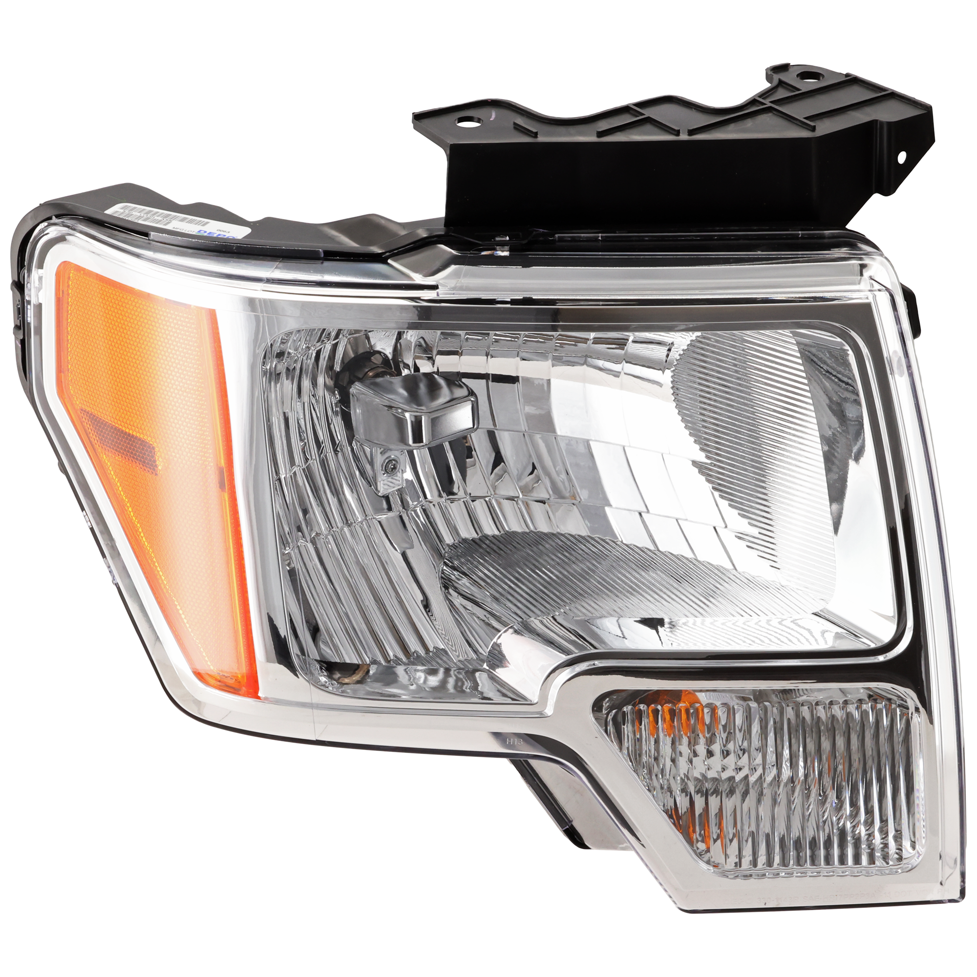 AM F 150-09-14 HEAD LAMP RH Assembly Halogen w Chrome Trim SKU REPF100109 Partslink FO2503287 FO2503289 OEM DL3Z13008A DL3Z13008EB