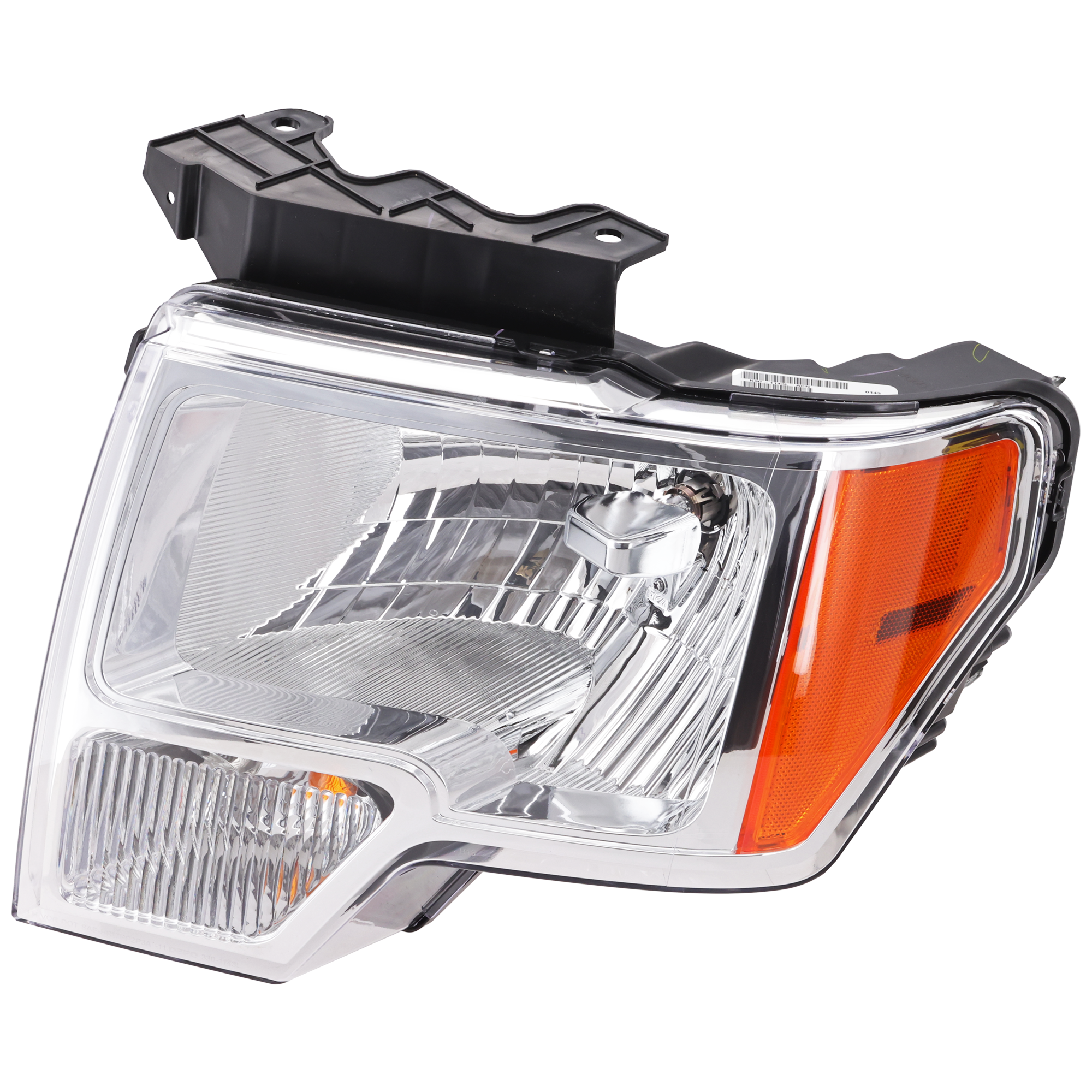 AM F 150-09-14 HEAD LAMP LH Assembly Halogen w Chrome Trim CAPA SKU REPF100110Q Partslink FO2502287C FO2502289C OEM DL3Z13008B DL3Z13008EC