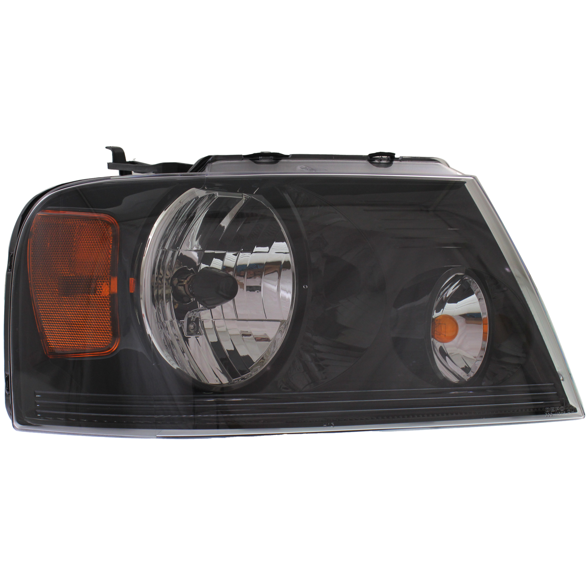 AM F 150-06-08 HEAD LAMP RH Assembly Halogen Blacked Out Harley Davidson Model CAPA SKU REPF100127Q Partslink FO2503247C OEM 7L3Z13008EA