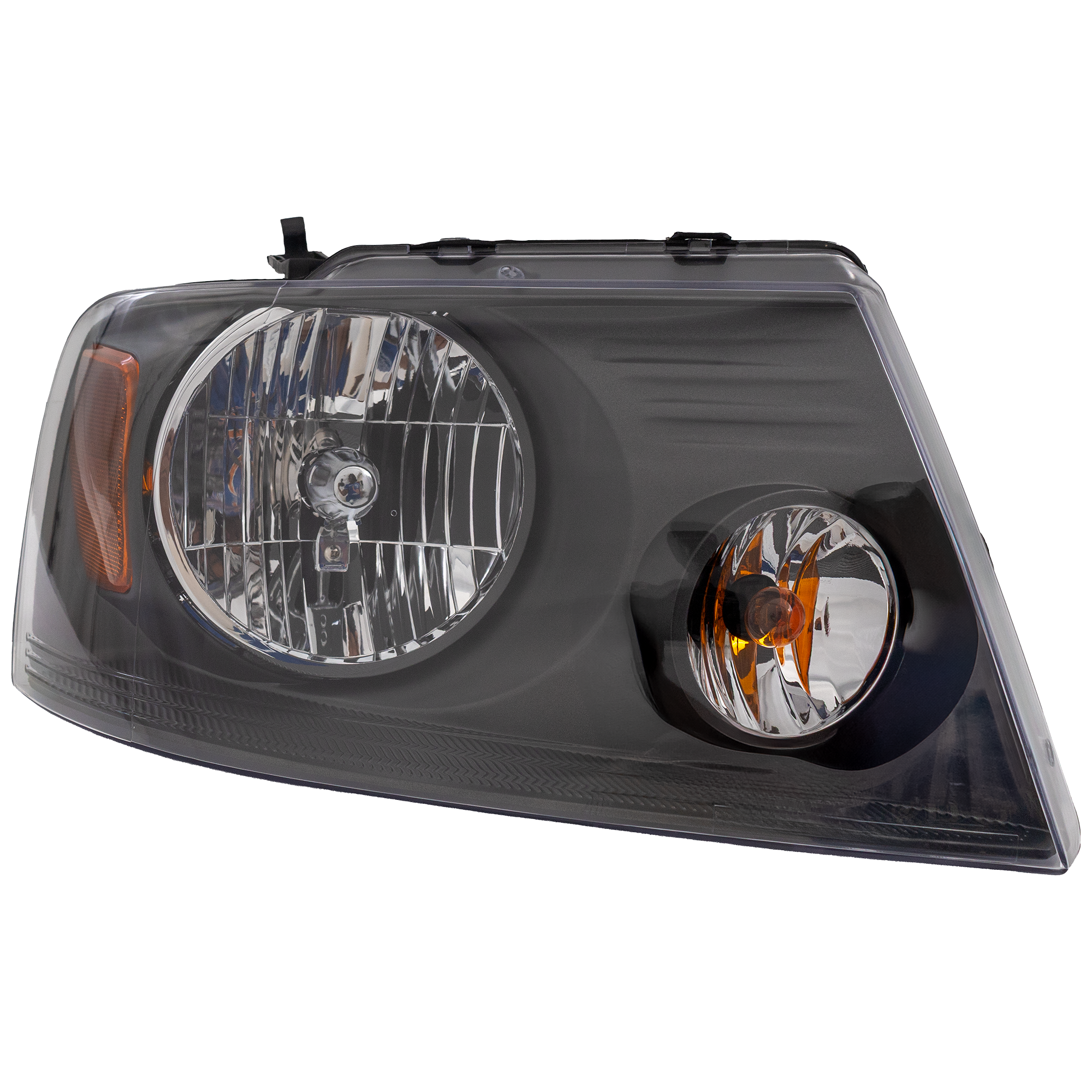 AM F 150-07-08 HEAD LAMP RH Assembly Halogen w o Chrome Trim Medium Gray Exc. Harley Davidson Model CAPA SKU REPF100129Q Partslink FO2503248C OEM 7L3Z13008CA
