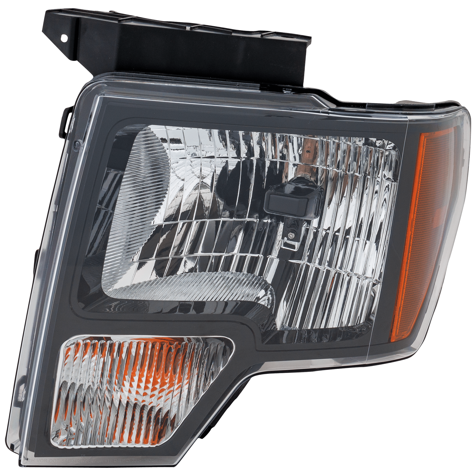 AM F 150-10-14 HEAD LAMP LH Assembly Halogen w Black Trim CAPA SKU REPF100154Q Partslink FO2502289C OEM DL3Z13008EC