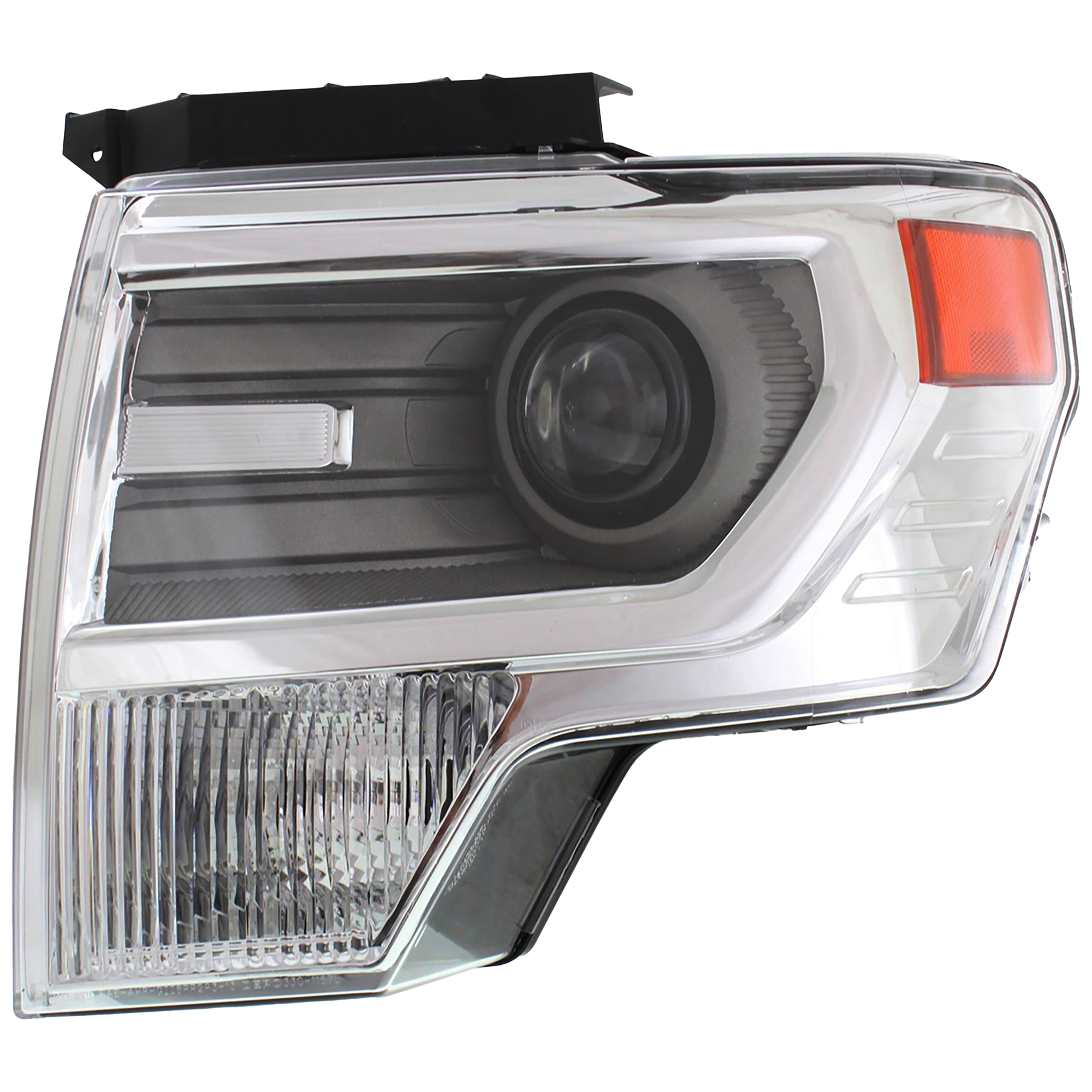 AM F 150-13-14 HEAD LAMP LH Lens and Housing HID Xenon w o HID Kit Chrome Interior CAPA SKU REPF100190Q Partslink FO2518120C OEM DL3Z13008AC