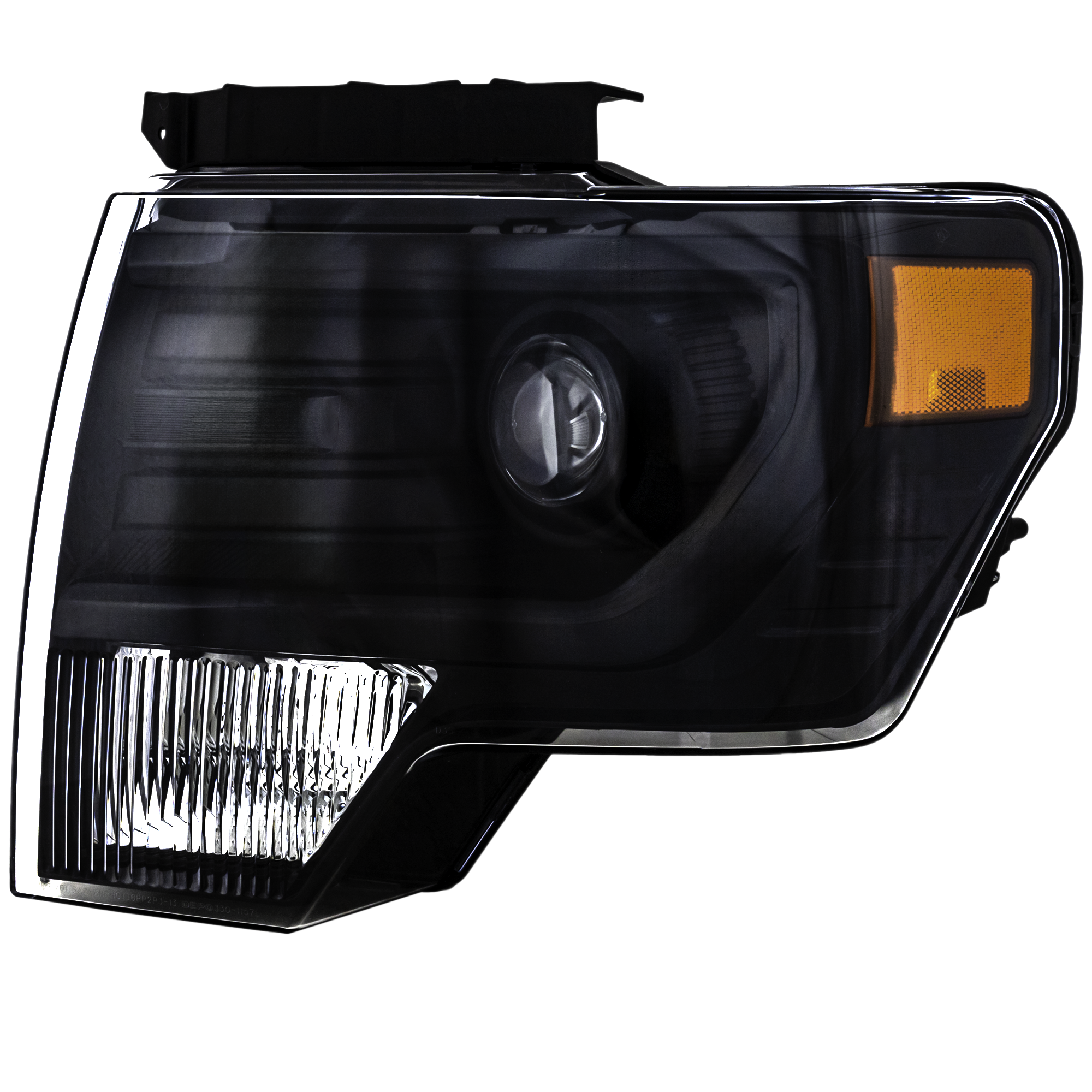AM F 150-13-14 HEAD LAMP LH Lens and Housing HID Xenon w o HID Kit Black Interior SKU REPF100192 Partslink FO2518121 OEM DL3Z13008FB