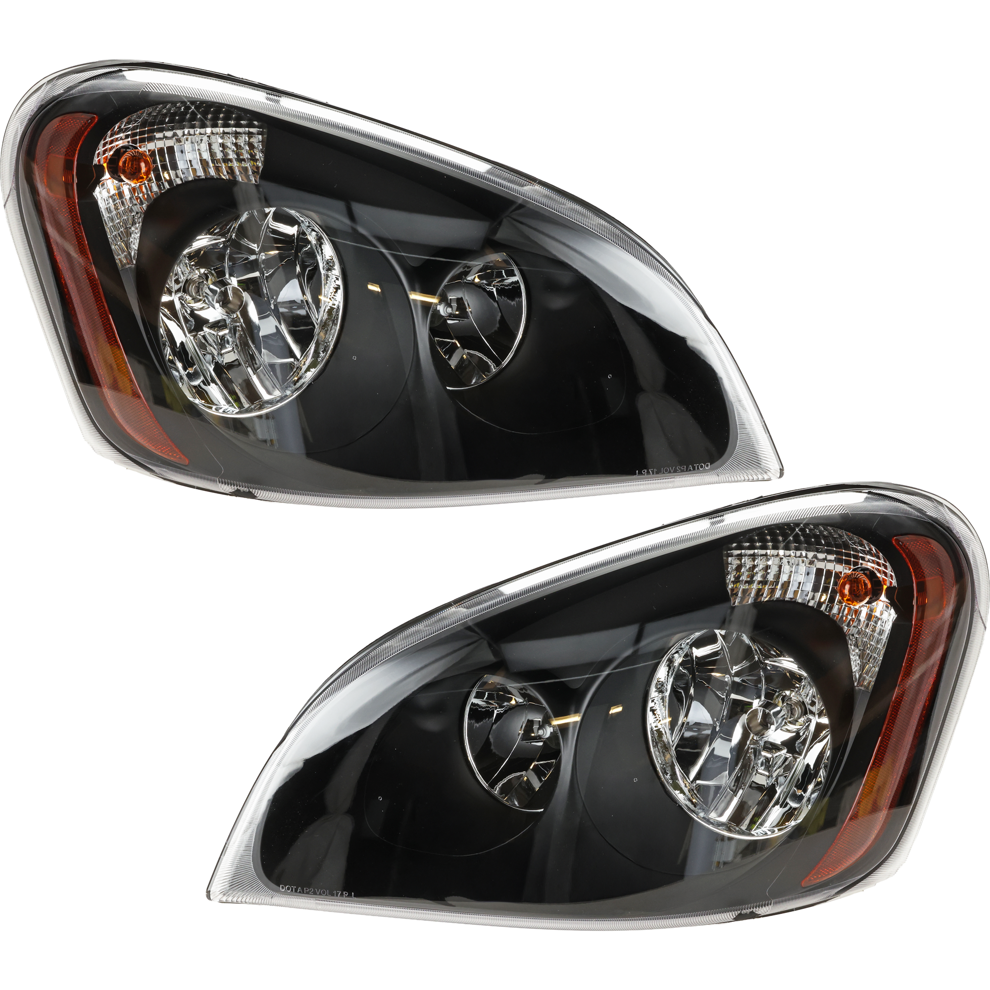 AM FREIGHTLINER CASCADIA 08-14 HEAD LAMP RH AND LH Lens and Housing Halogen Black Interior SKU REPF100201 HD OEM Performance