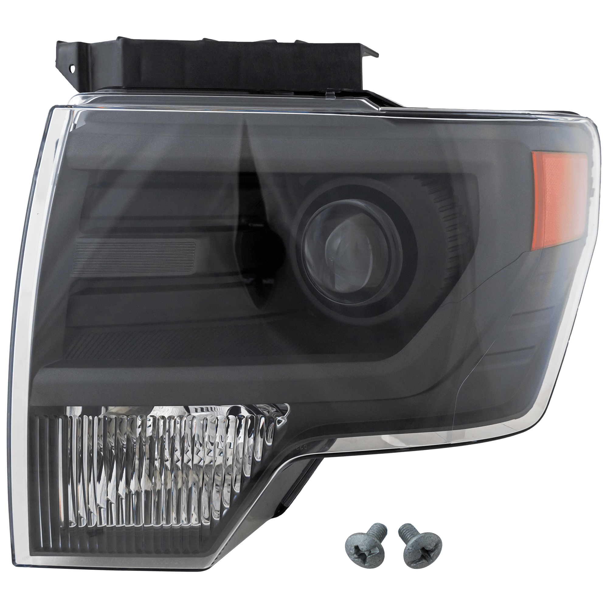 AM F 150-13-14 HEAD LAMP LH Lens and Housing HID Xenon w o HID Kit Gray Interior SVT Raptor Model CAPA SKU REPF100312Q Partslink FO2518122C OEM DL3Z13008CB