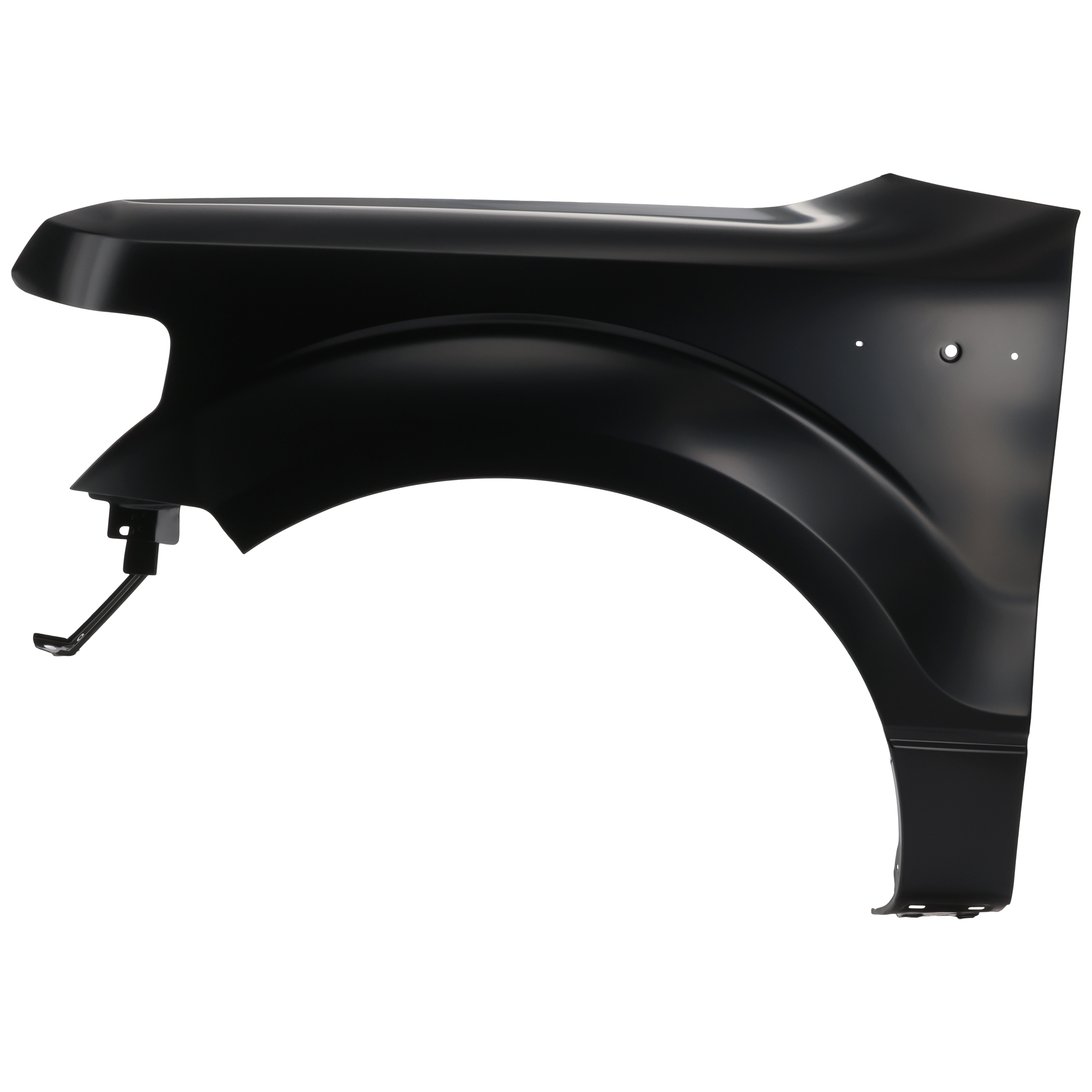 AM F 150-09-14 FRONT FENDER LH Black w o Wheel Opening Molding Holes CAPA SKU REPF220110Q Partslink FO1240272C OEM BL3Z16006A