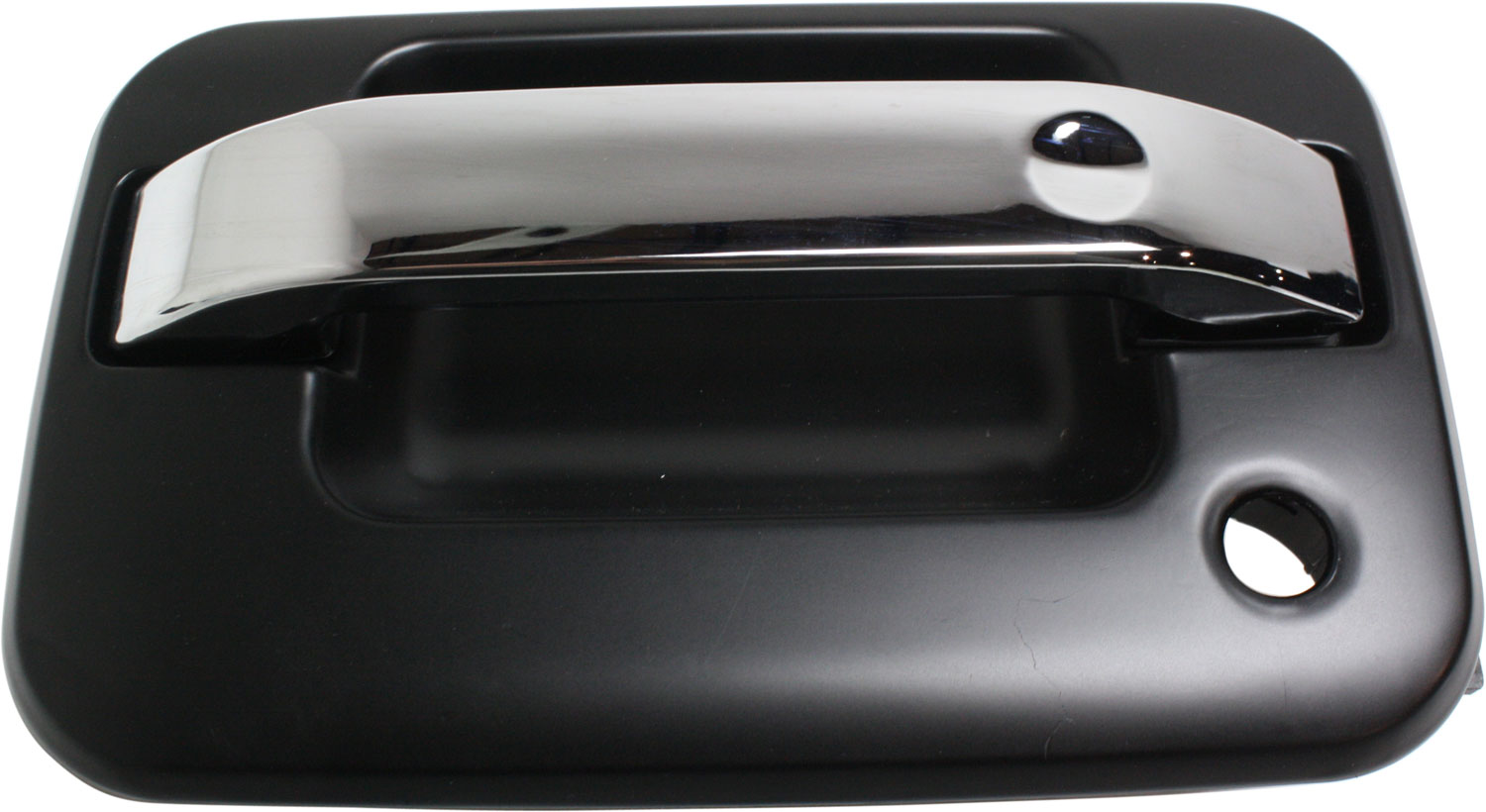 AM F 150-04-14 MARK LT 06-08 FRONT EXTERIOR DOOR HANDLE LH Chrome Lever Smooth Black Housing w Keyhole w Plastic Connector SKU REPF462116 OEM 8L3Z1522405AA PFM
