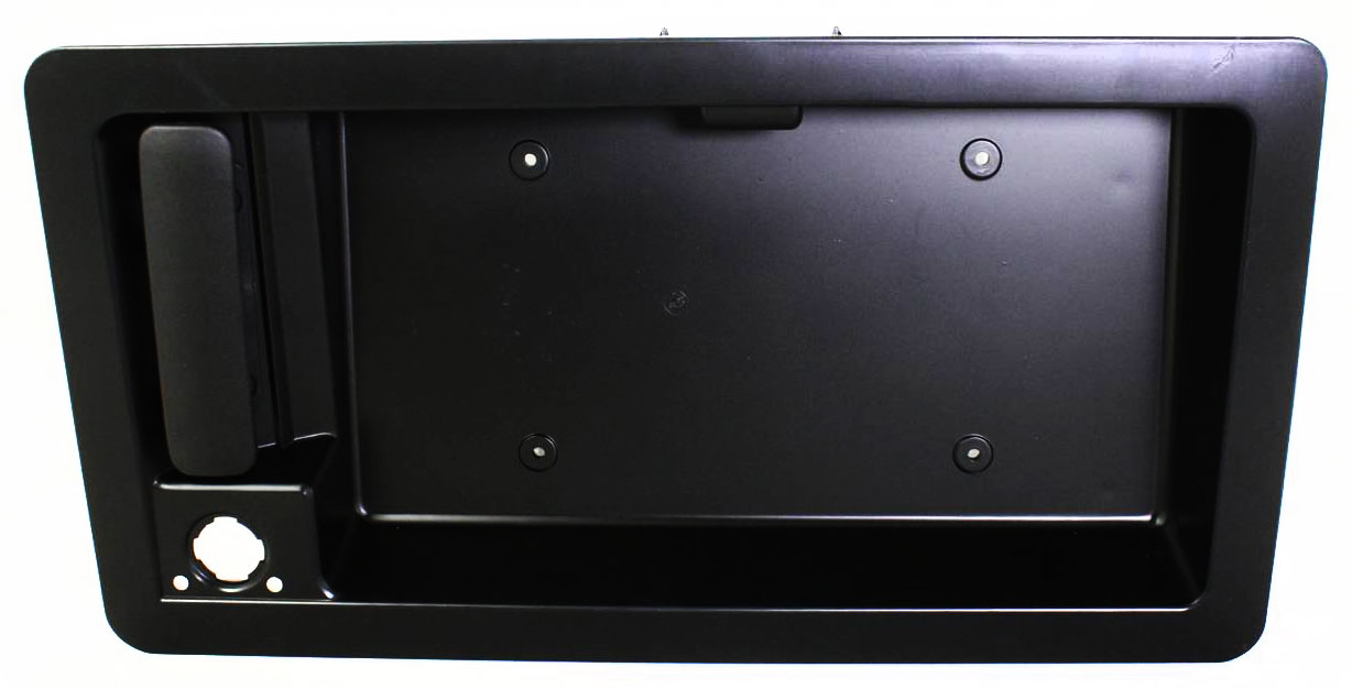 AM ECONOLINE VAN 08-14 REAR EXTERIOR DOOR HANDLE Backdoor Textured Black License Bracket Hsg w o Rear View Cam SKU REPF491361 Partslink FDH010136 OEM 9C2Z15434A20AB