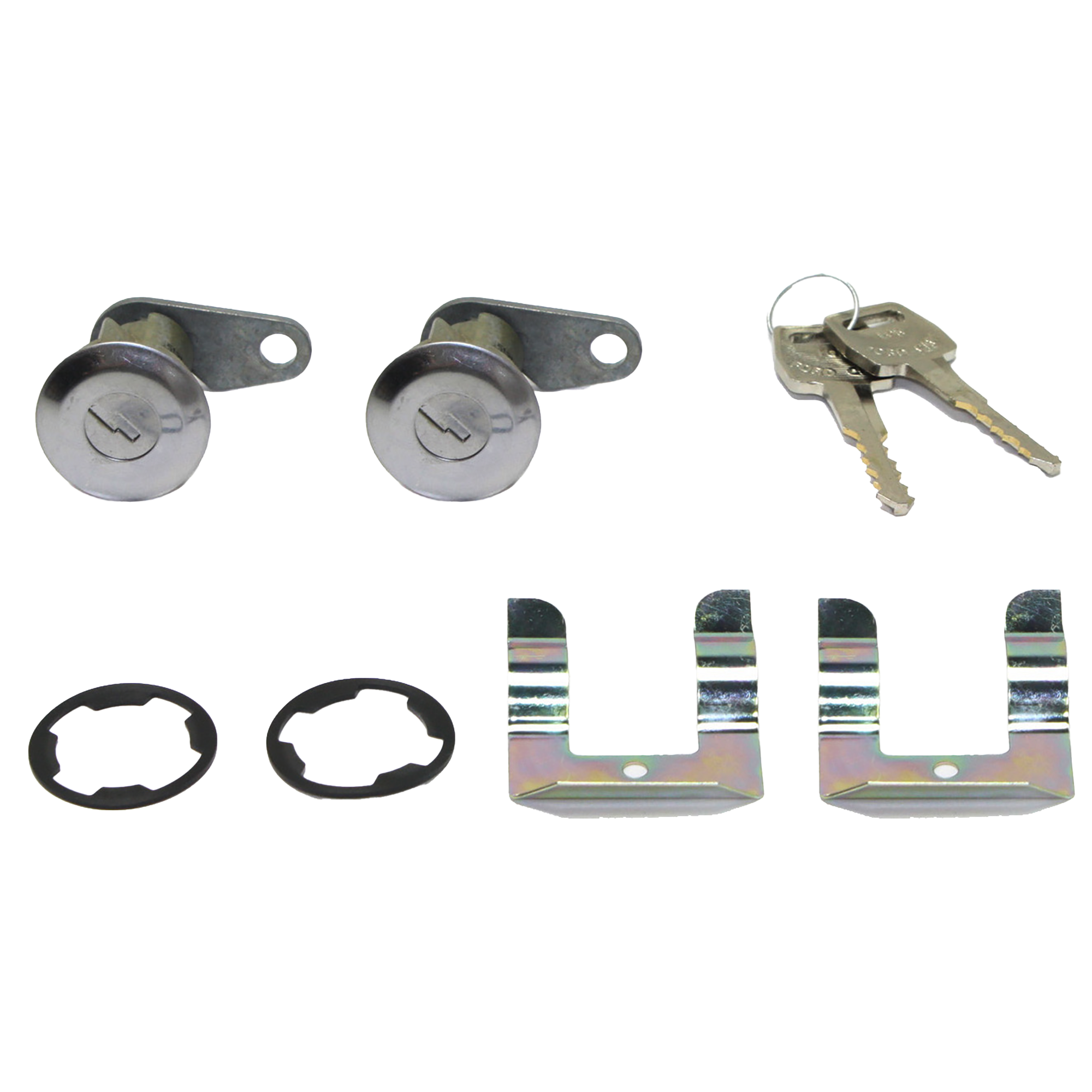 AM GALAXIE 500-62-74 GRANADA 75-80 DOOR LOCK CYLINDER Chrome Complete Kit SKU REPF545601 OEM D2AZ6521984A