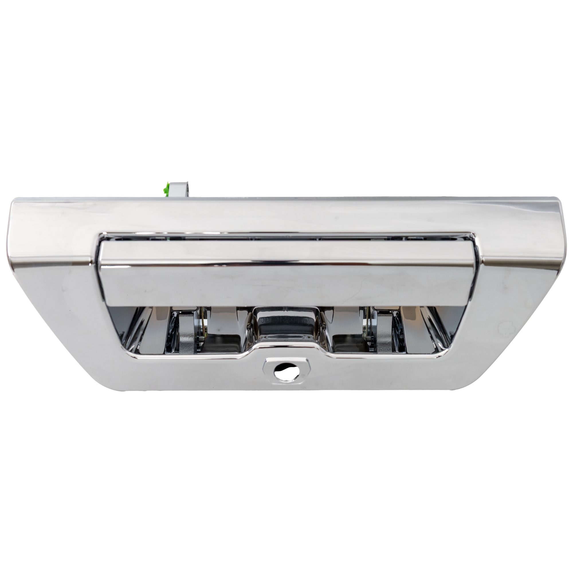 AM F 150-15-17 TAILGATE HANDLE Power Locking All Chrome w Camera hole w o LED Lamp hole SKU REPF580734K WC OEM FL3Z9943400AA PFM